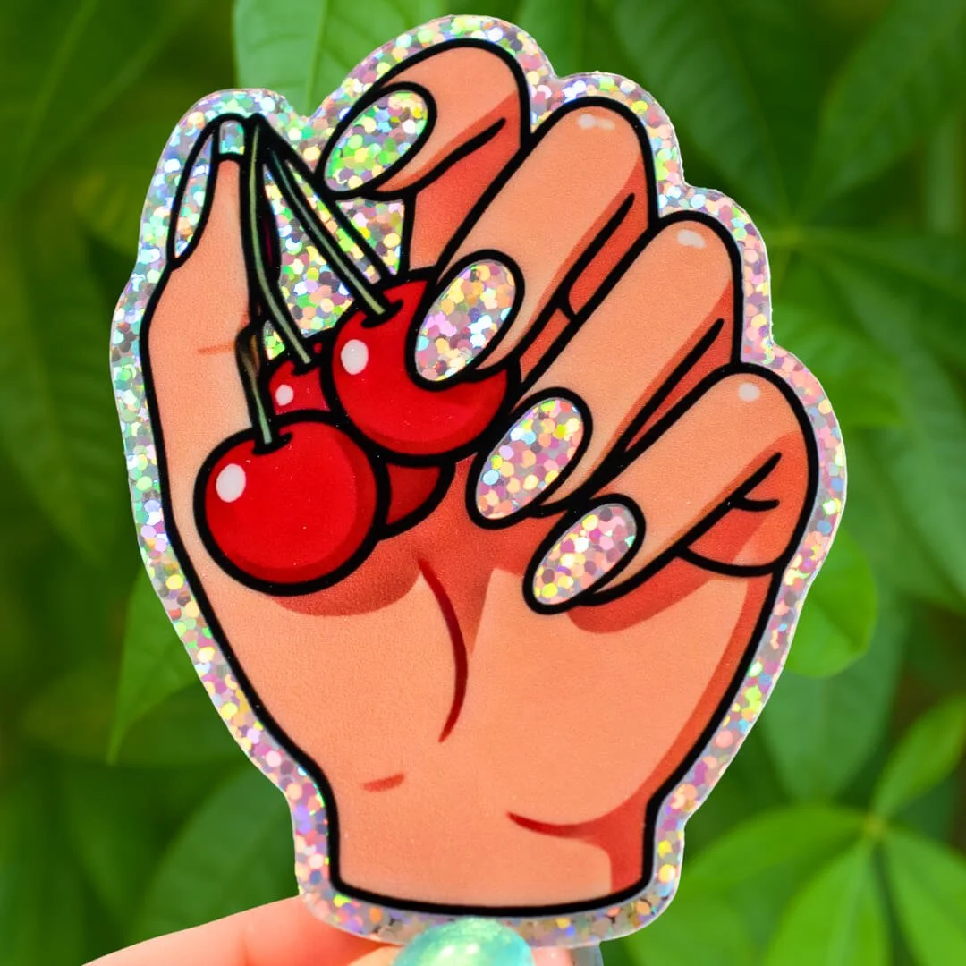 ✨ Very Cherry Manicure ✨ glitter vinyl sticker