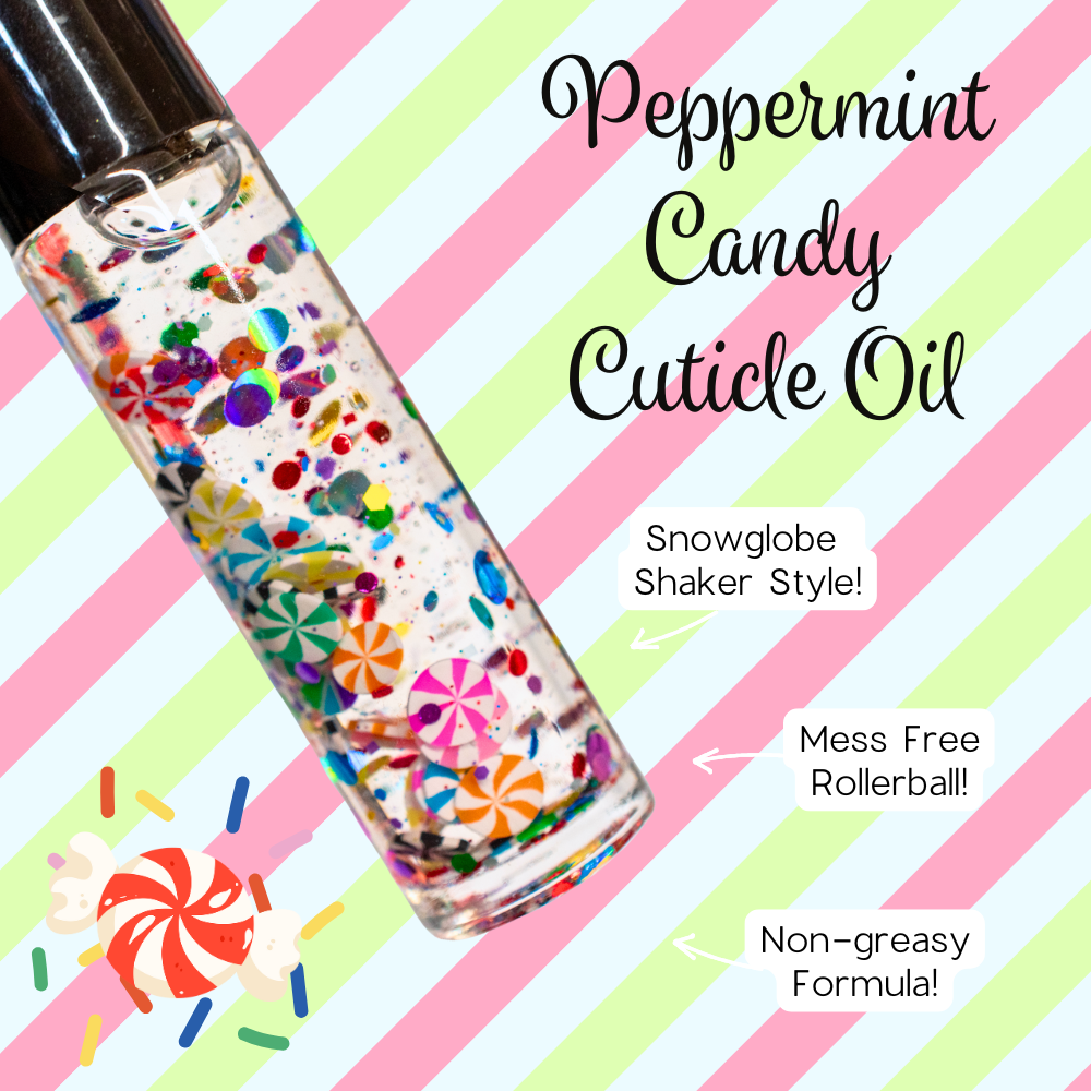Peppermint Candy 🍬 Shaker Snowglobe Cuticle Oil Rollerball