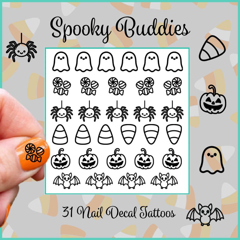 Spooky Buddies ~ Handmade Nail Art Decal Tattoos
