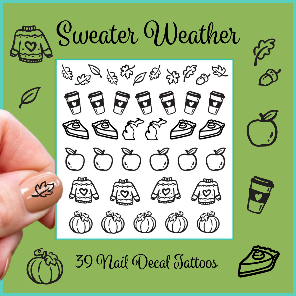 Sweater Weather ~ Handmade Nail Art Decal Tattoos