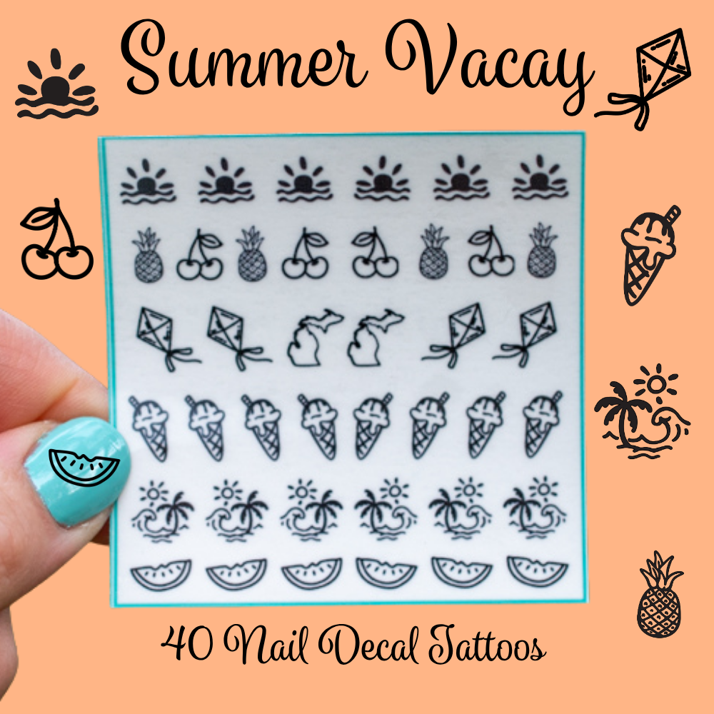 Summer Vacay ~ Handmade Nail Art Decal Tattoos