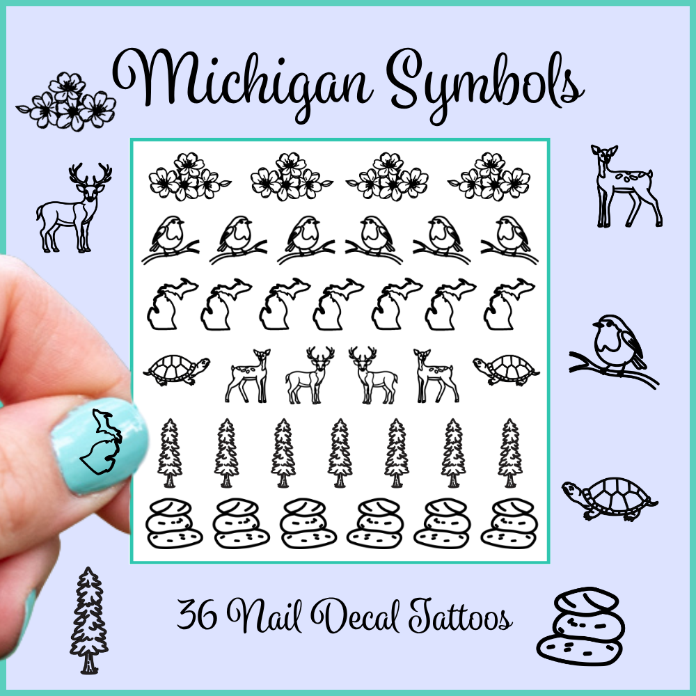 Michigan Symbols ~ Handmade Nail Art Decal Tattoos