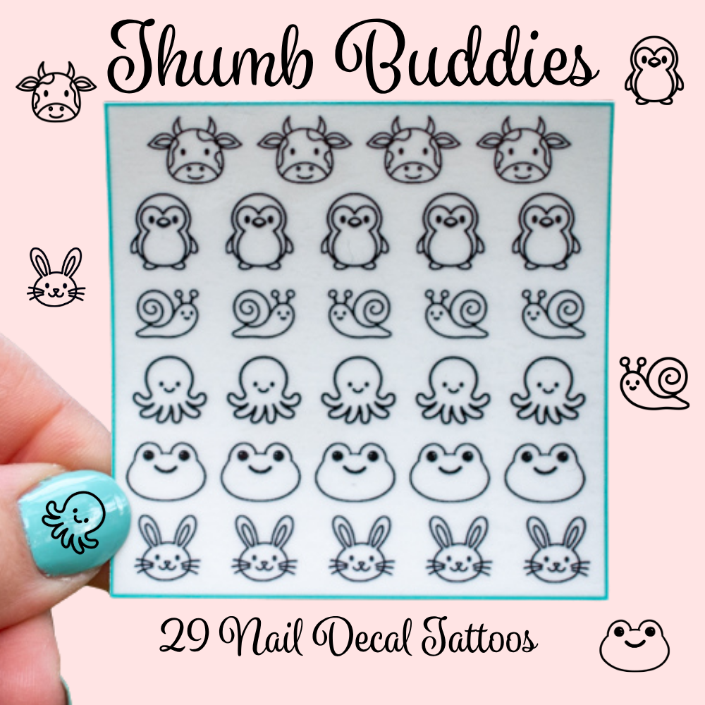 Thumb Buddies ~ Handmade Nail Art Decal Tattoos