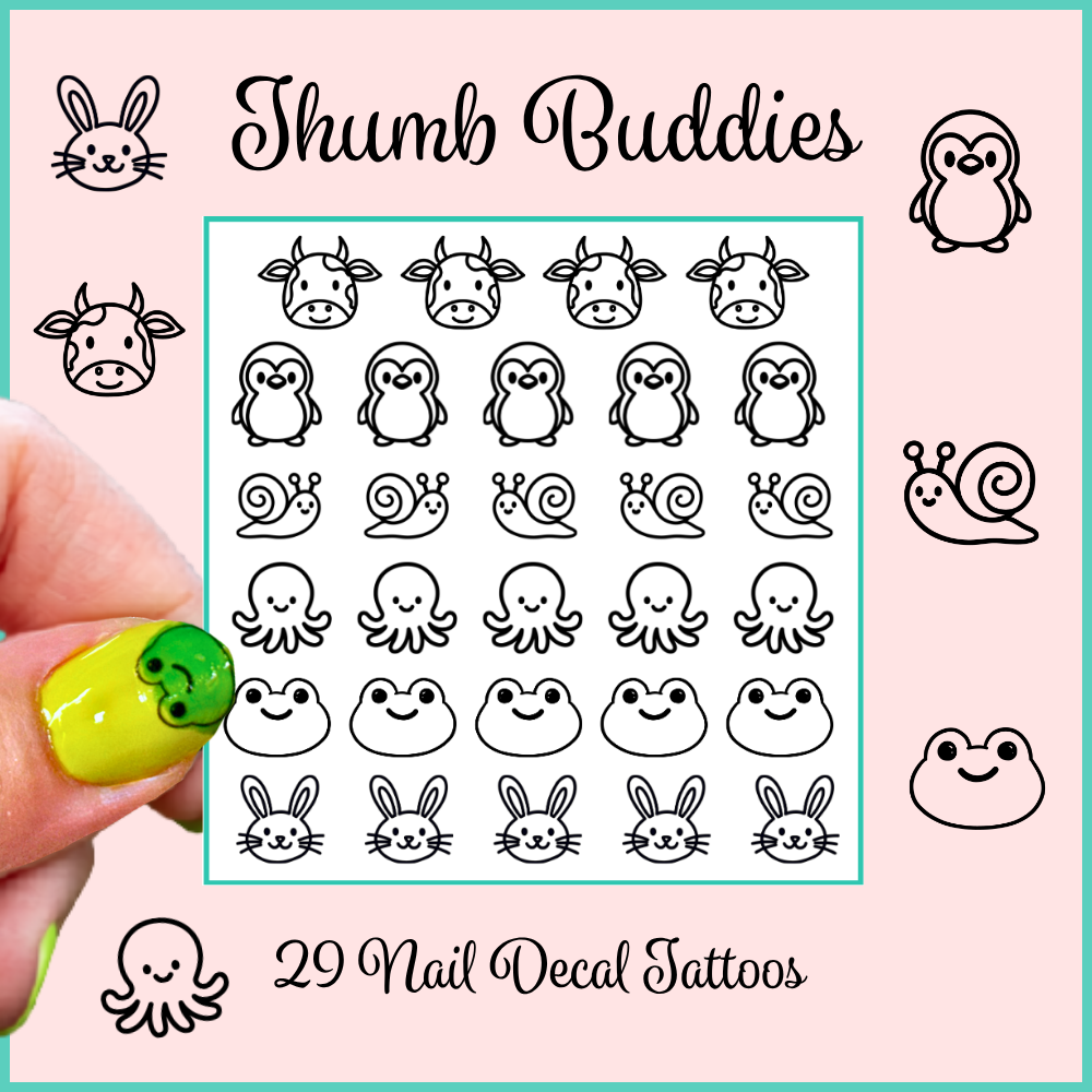 Thumb Buddies ~ Handmade Nail Art Decal Tattoos