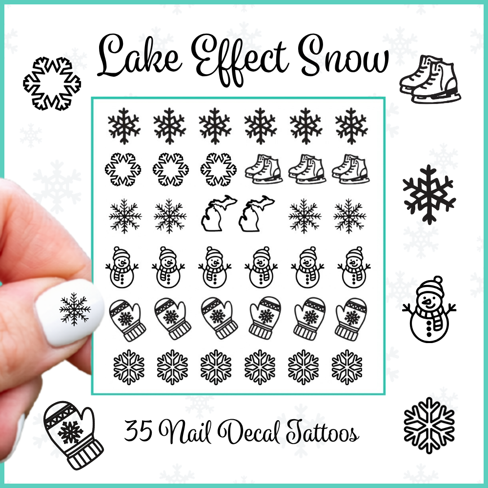 Lake Effect Snow ~ Handmade Nail Art Decal Tattoos