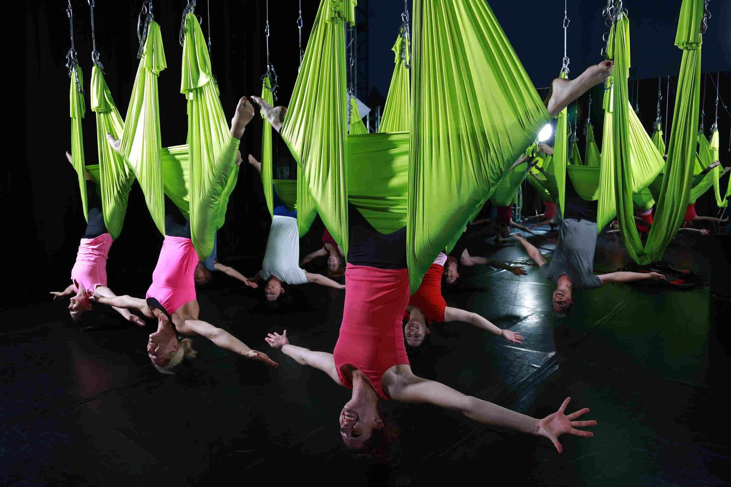 Aerial yoga class at Shine