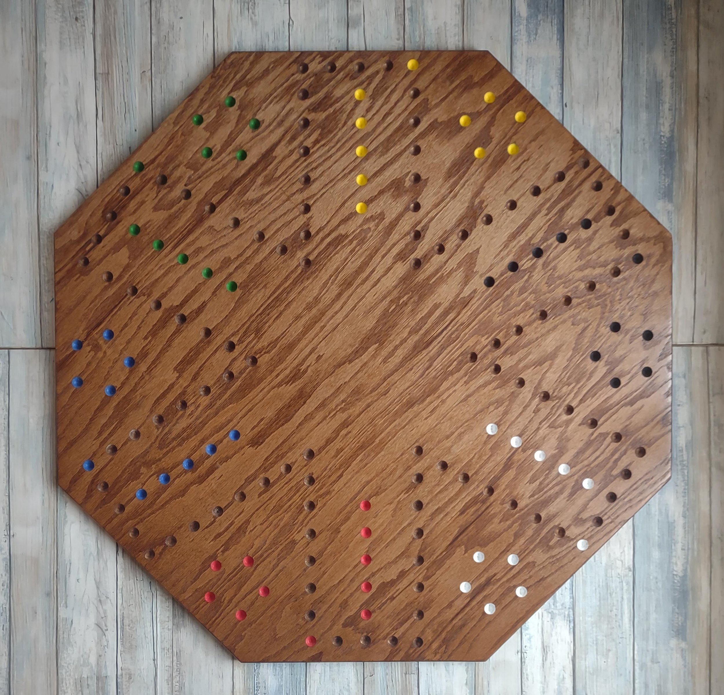 Carbles game board, custom Wood Carbles game,  Cards and marbles game board, double-sided game, 4\6 players.  27" game board