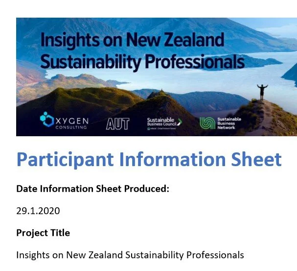 Participant Information: Insights on New Zealand Sustainability Professionals