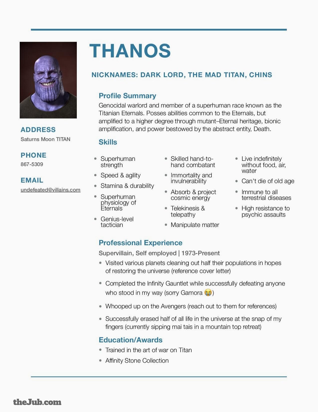 Thanos Resume