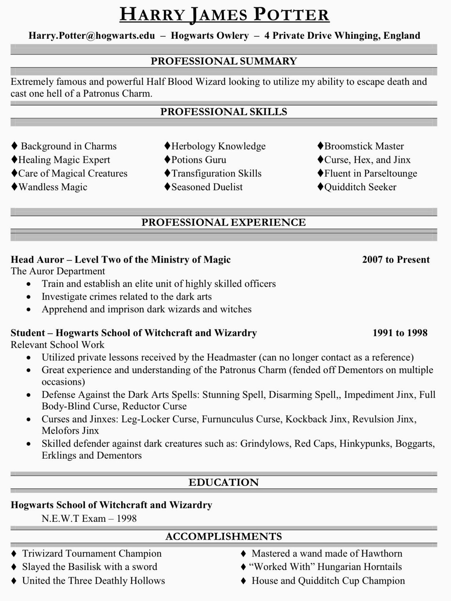 Reverse Chronological Resume Format - 