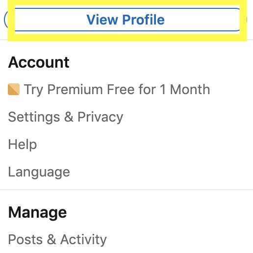Step 2. - Click “Me”on the top navigation bar and select “View Profile”