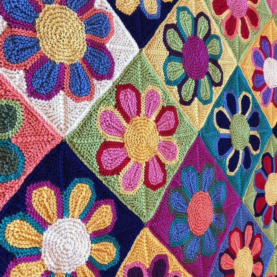 Just release, my new knitting pattern, Flower Show. It's a retro-themed celebration of everything flower. Pattern at: https://www.ravelry.com/patterns/library/flower-show-blanket