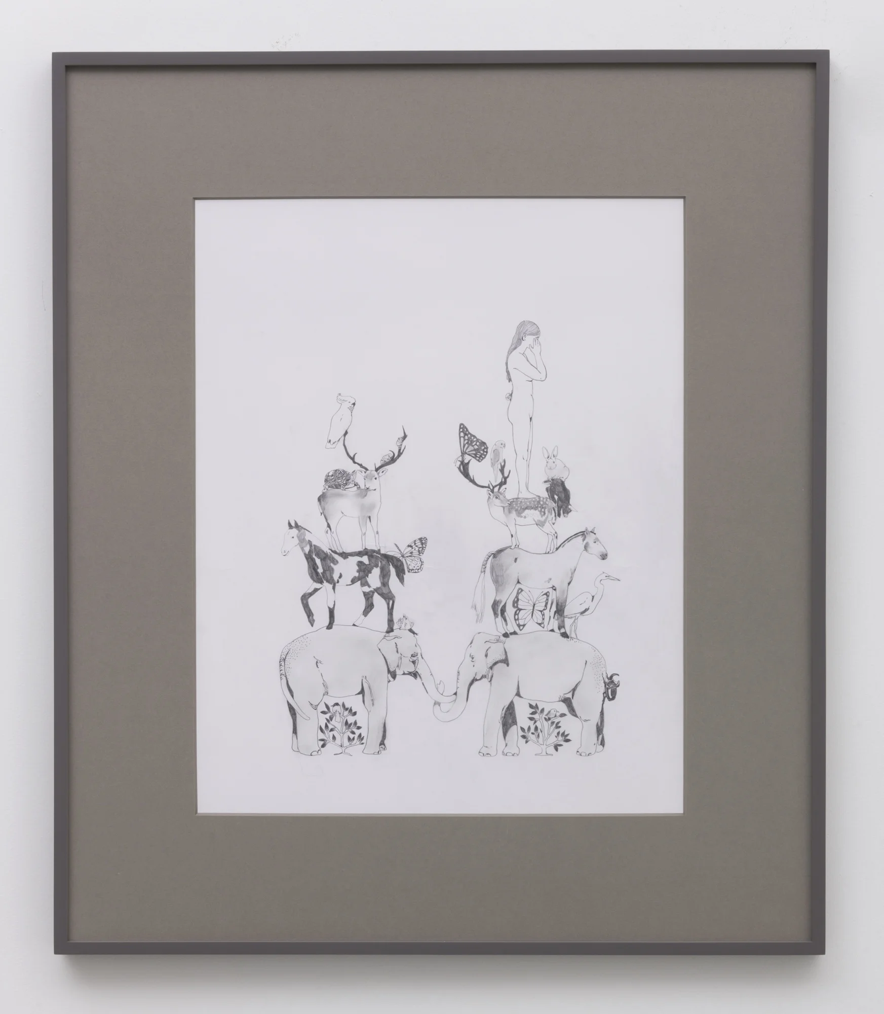 Aidan Koch, On top , 2017, graphite on paper, 33.6 × 28 ¾ inches (85.3 × 73 cm) (framed)