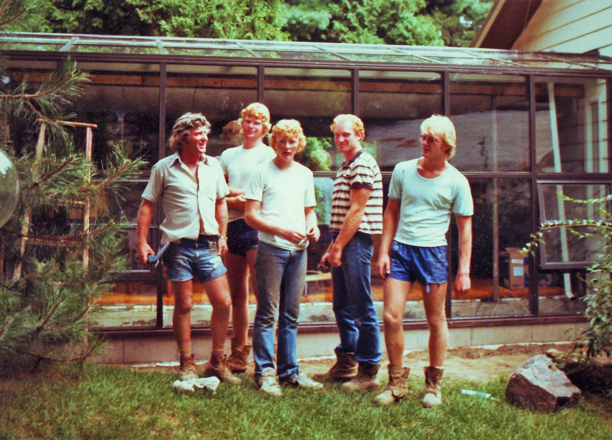 Clarence's ready-made work crew. Pictured from left: Clarence (father), Rob, Alex, Ken, Peter