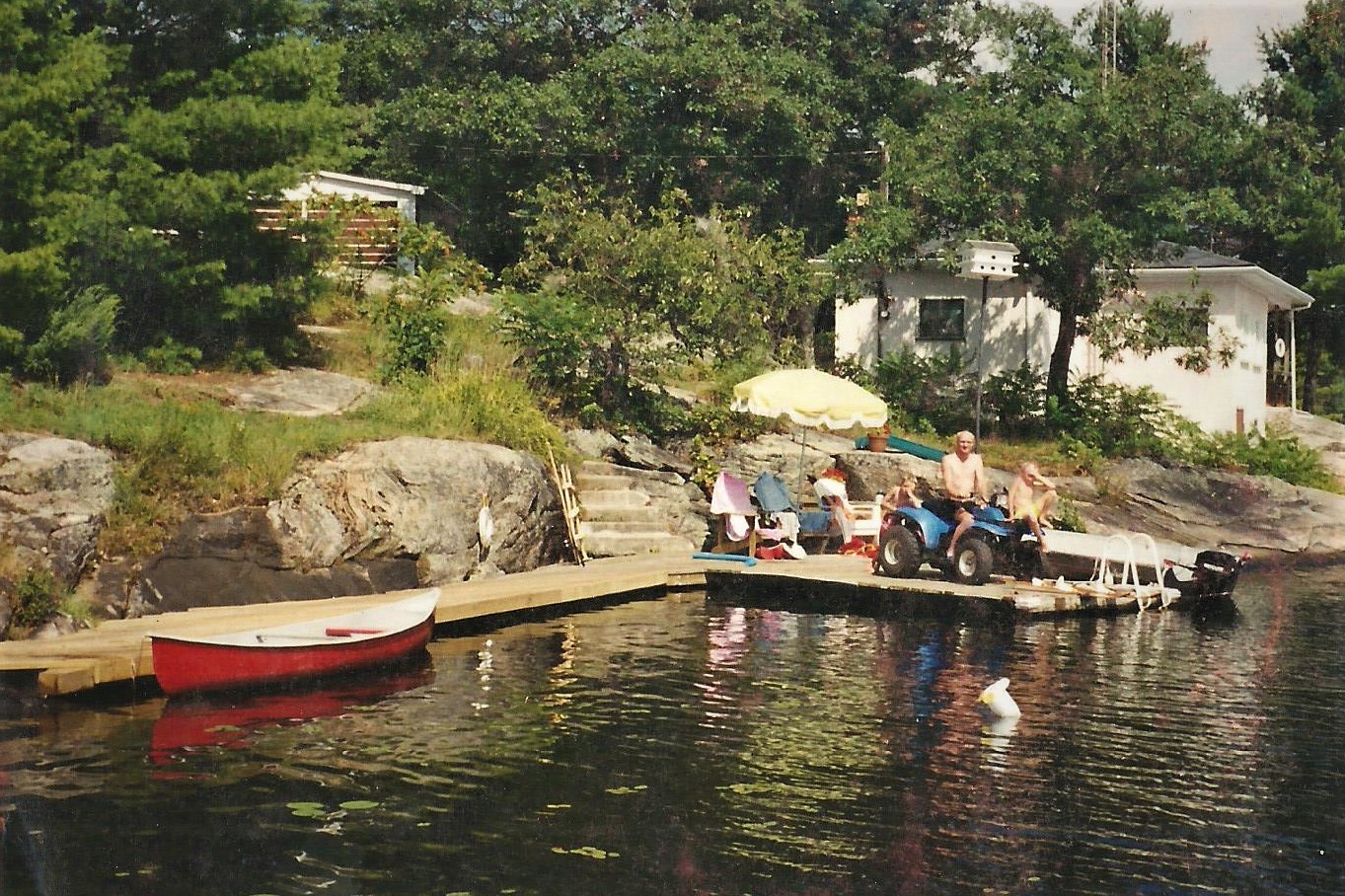The modified dock at the cottage so Ken could get to the water.
