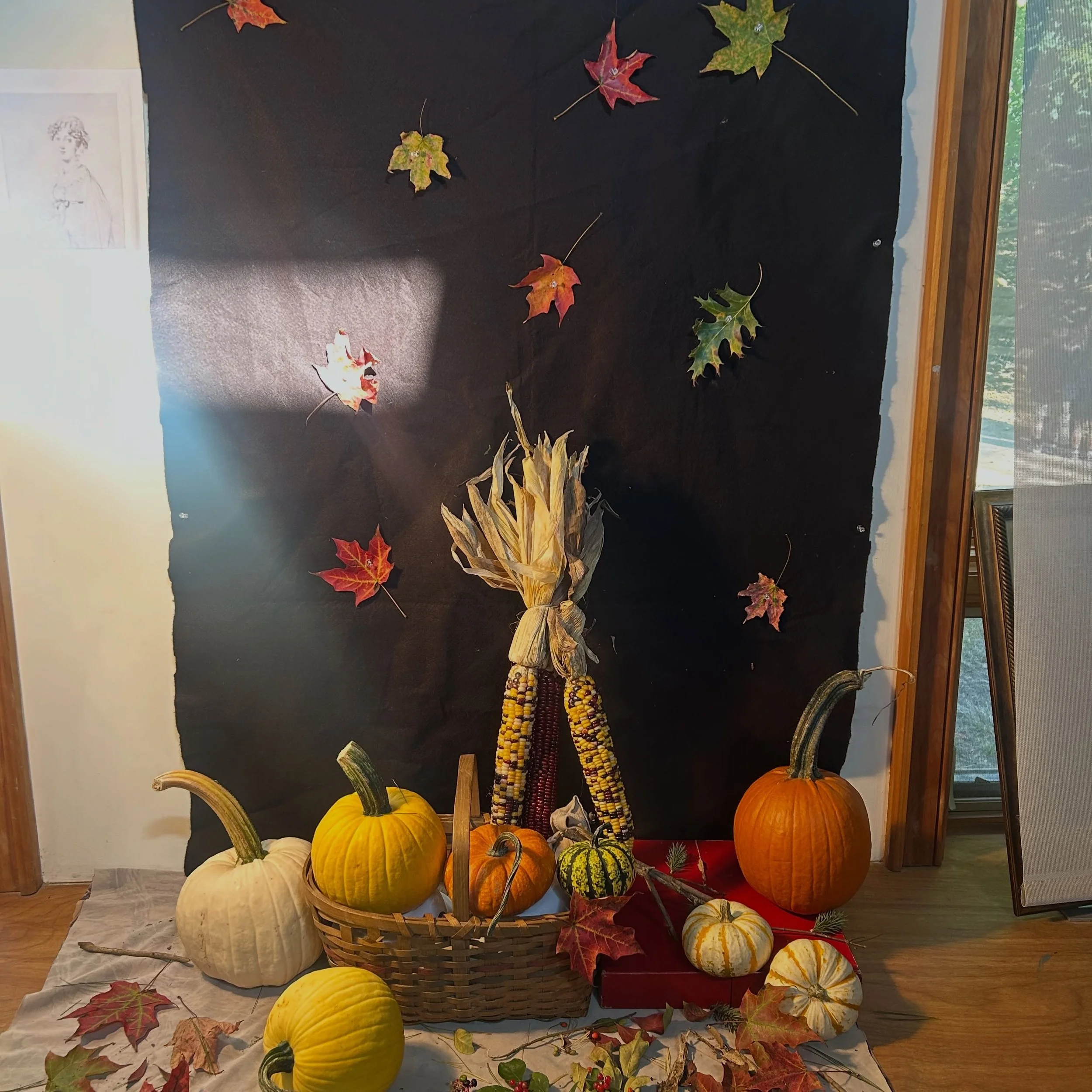 An art lesson begins before the first pencil mark.

For this autumn still life, students collected leaves and helped arrange pumpkins and gourds against a black backdrop. With their teacher, they considered how the objects looked together and compare