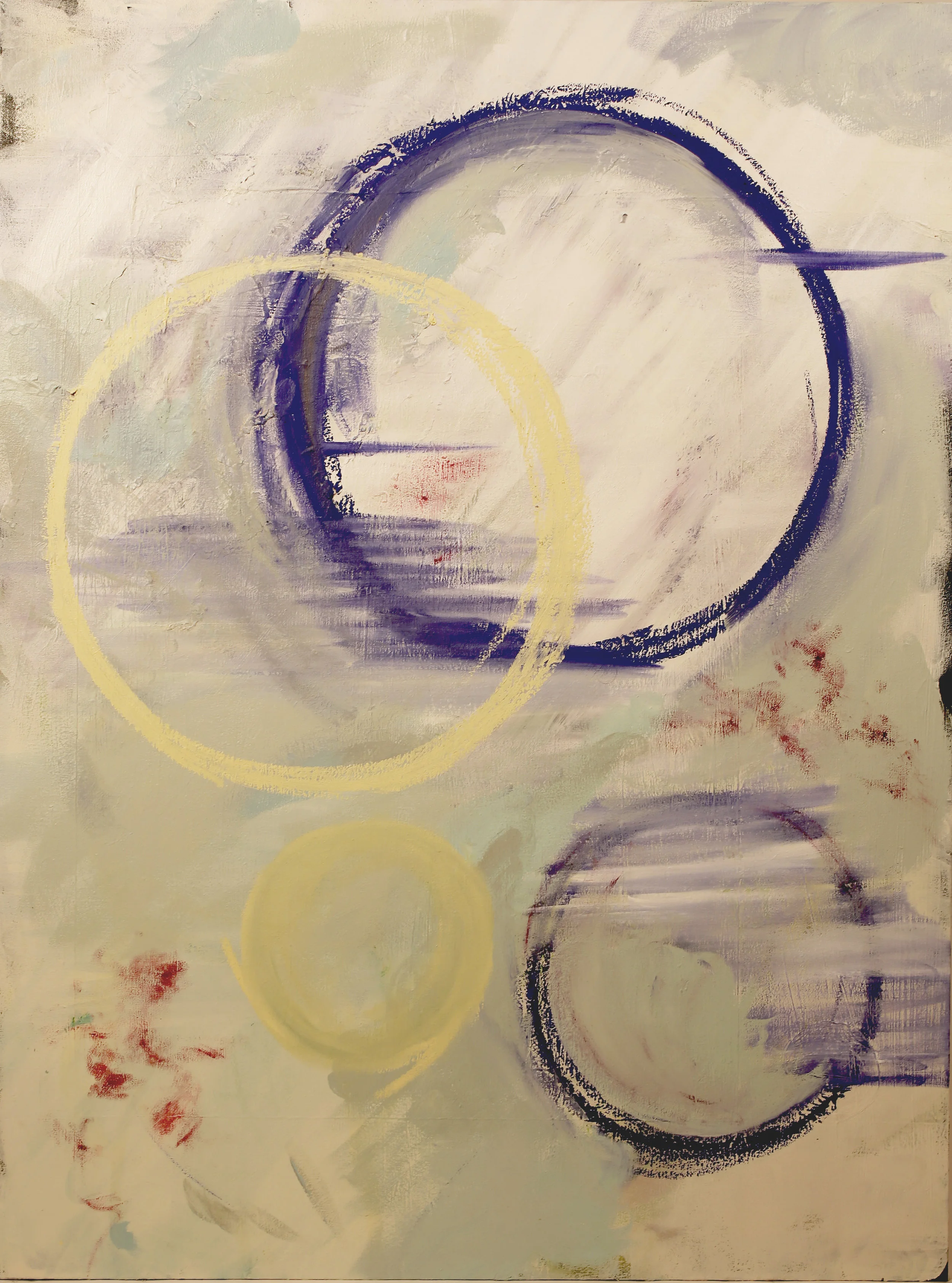 Four Circles. Acrylic, oil on canvas. 48 x 36 x 1 ½ in. Executed in 2017.