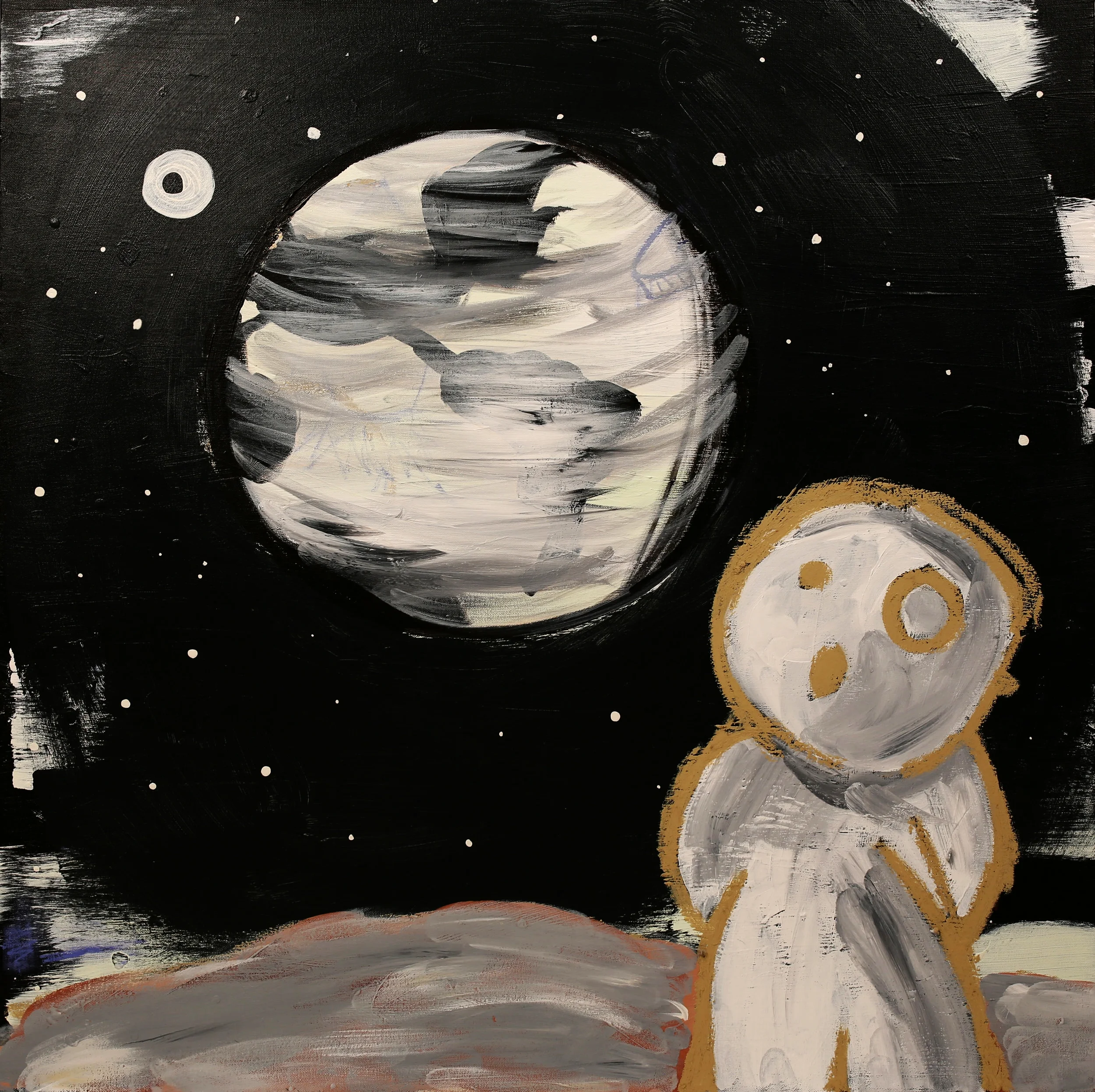 Not much air here. Acrylic, oil on canvas. 36 x 36 x 1 in. Executed in 2017.