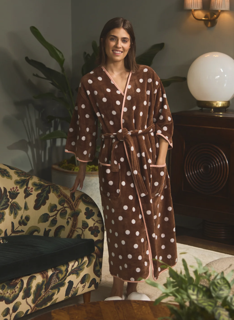 POLKA DOT WOMEN'S PLUSH BELL SLEEVE ROBE