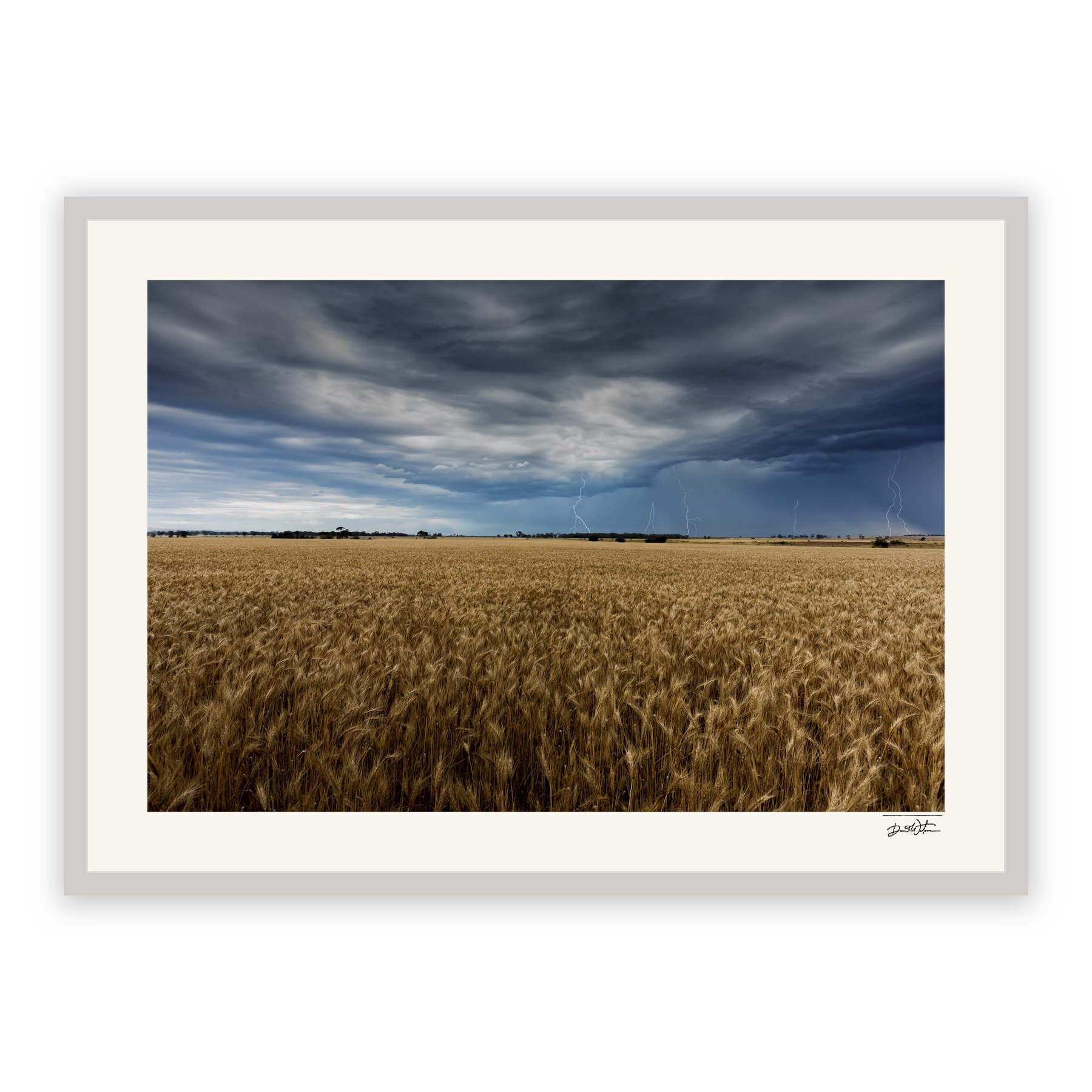 Gold Beneath the Storm – limited edition fine art photographic print by Dani Watson in a white frame
