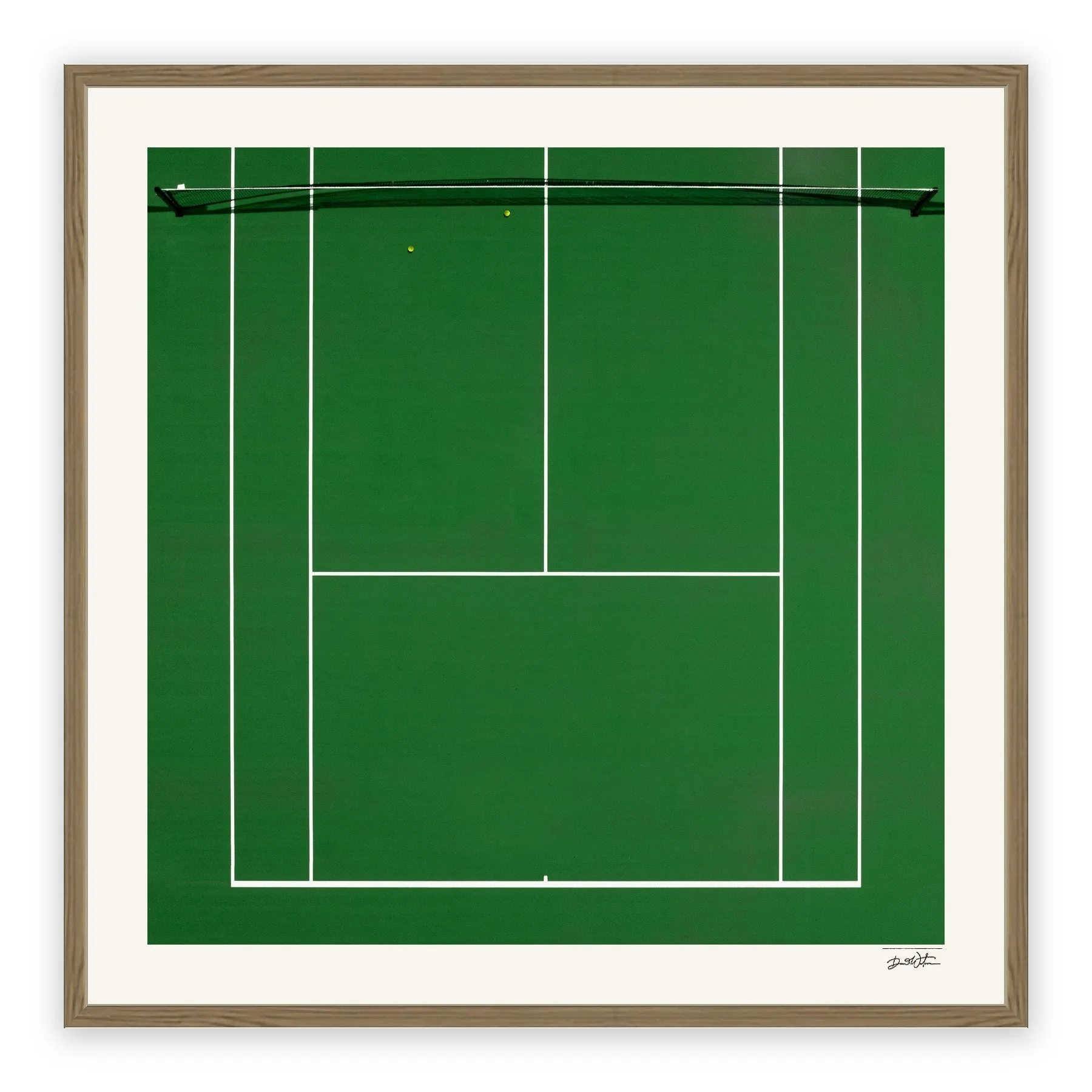 All Court Up - Tennis #3 – limited edition fine art photographic print by Dani Watson in a raw oak frame