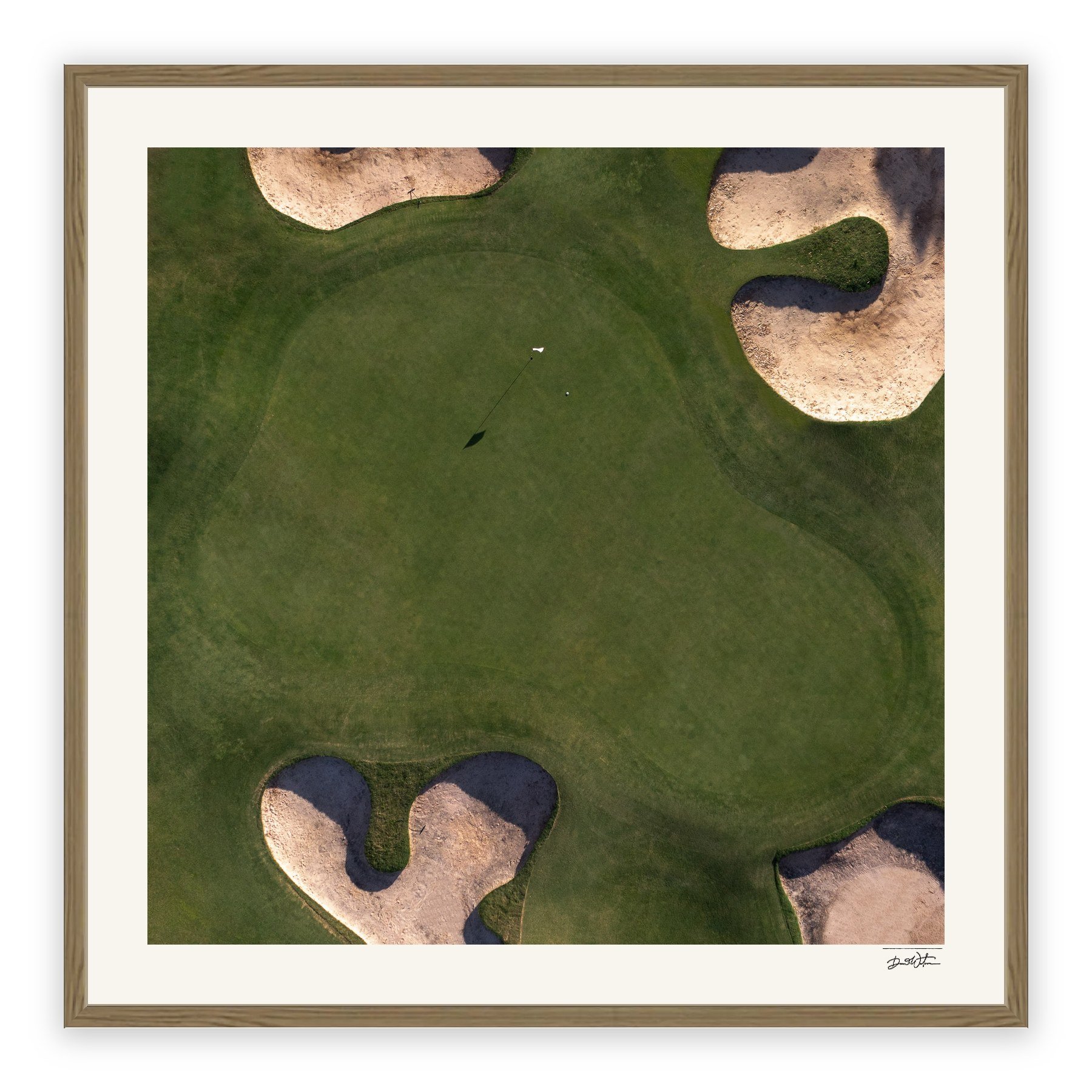 All Court Up - Golf #1 – limited edition fine art photographic print by Dani Watson in a raw oak frame