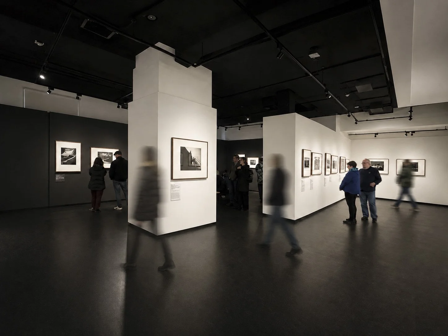 Dark-walled gallery room in the In Search of Perfection exhibition