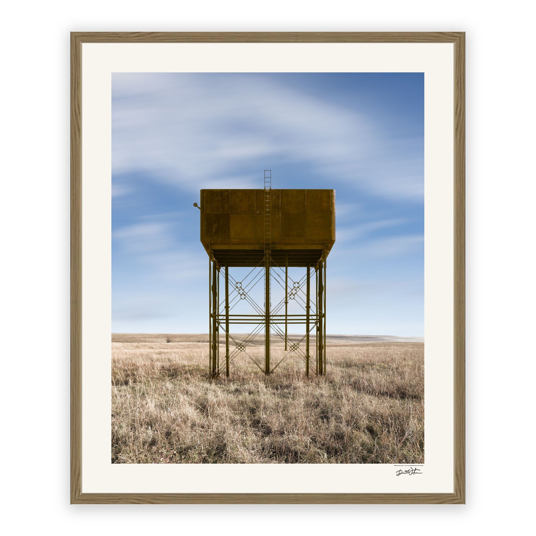 The Old Water Tank – limited edition fine art photographic print by Dani Watson in a raw oak frame