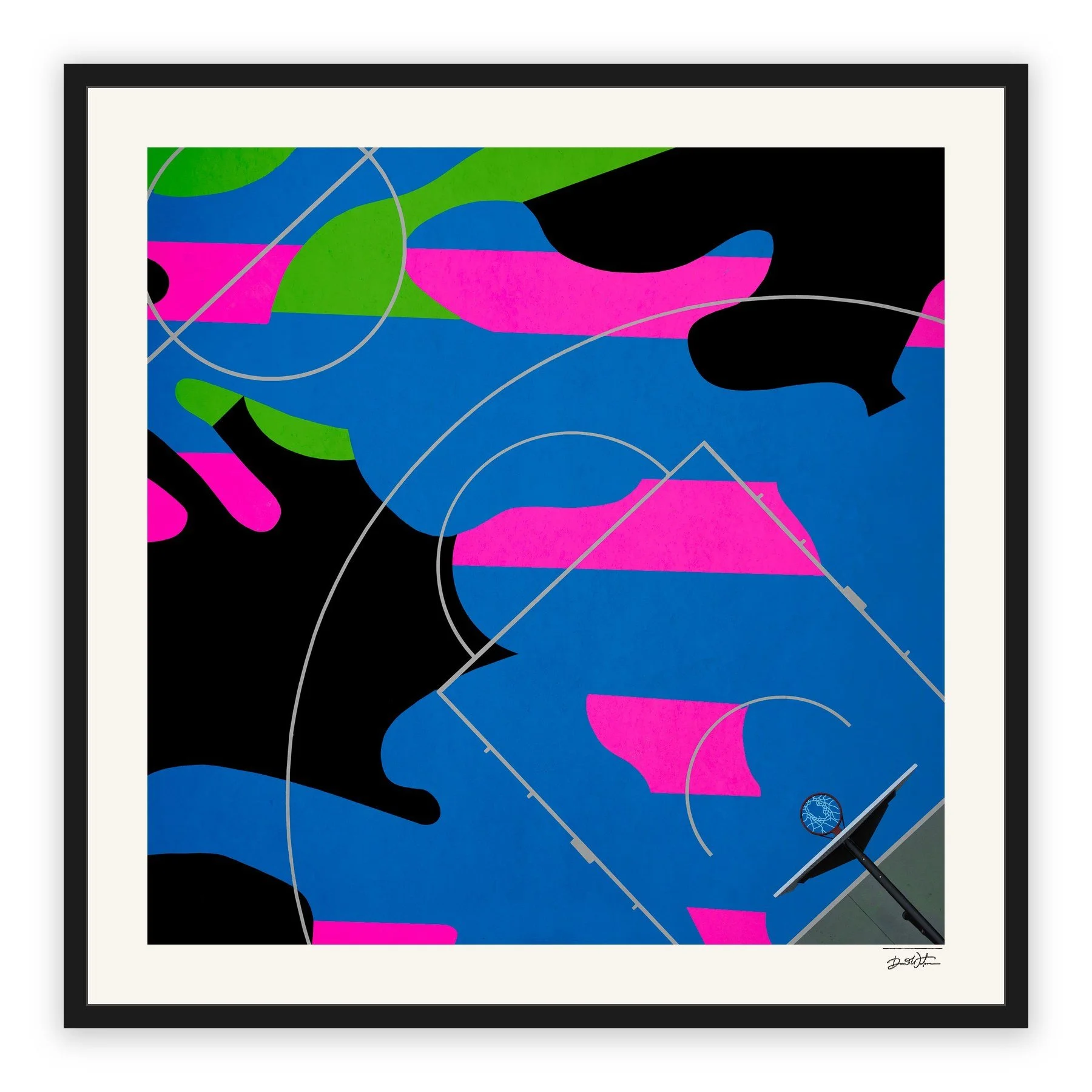 All Court Up - Basketball #1 – limited edition fine art photographic print by Dani Watson in a black frame