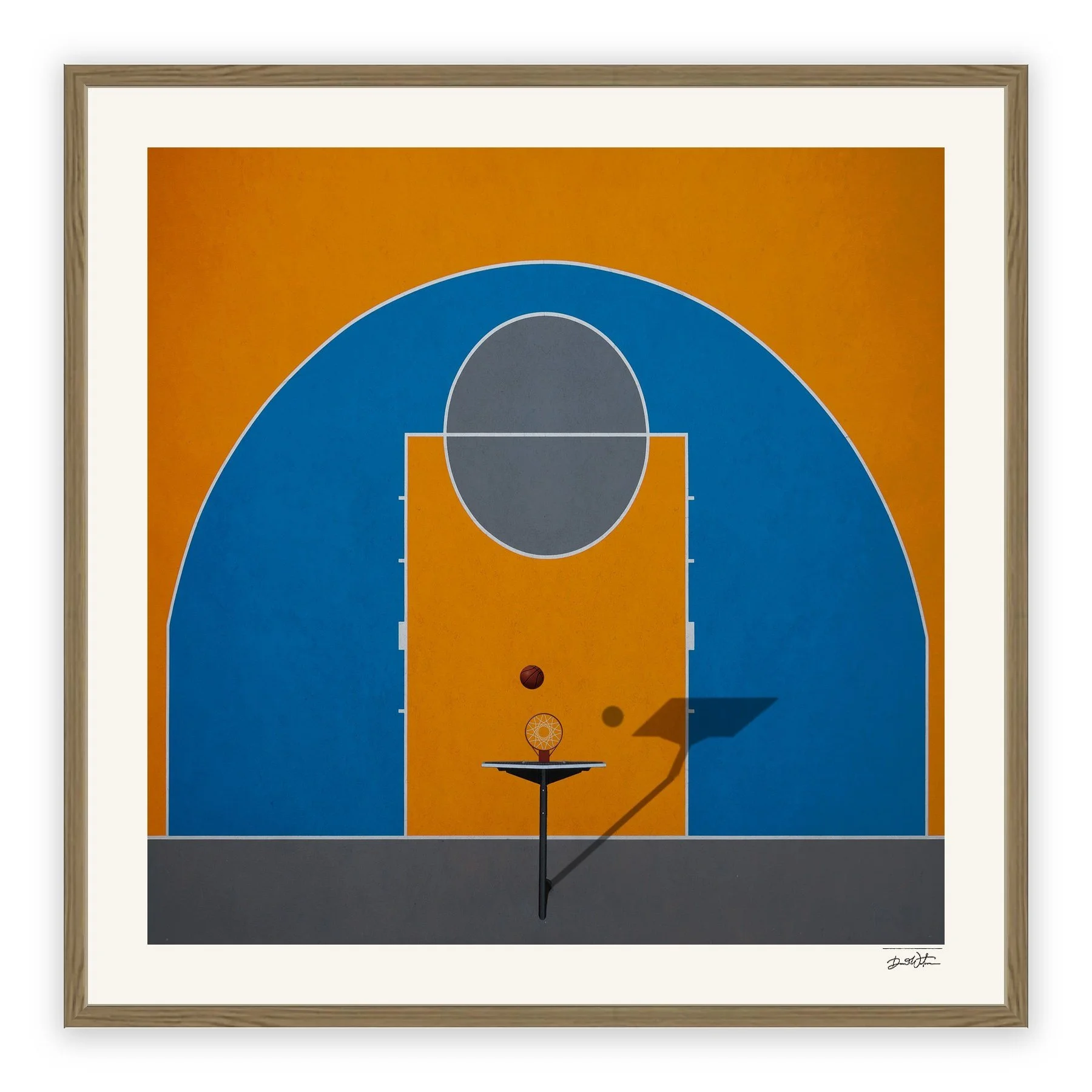 All Court Up - Basketball #4 – limited edition fine art photographic print by Dani Watson in a raw oak frame