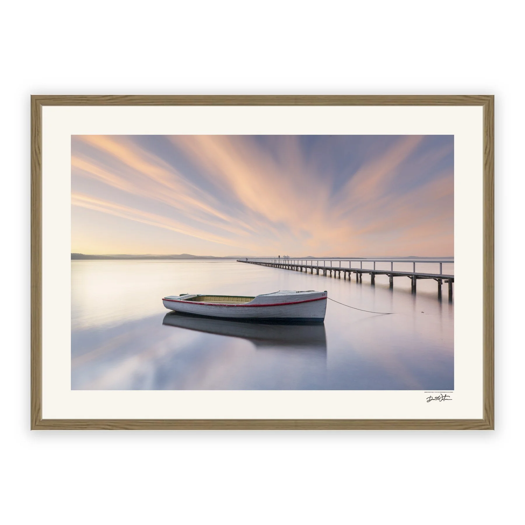 Calm – limited edition fine art photographic print by Dani Watson in a raw oak frame
