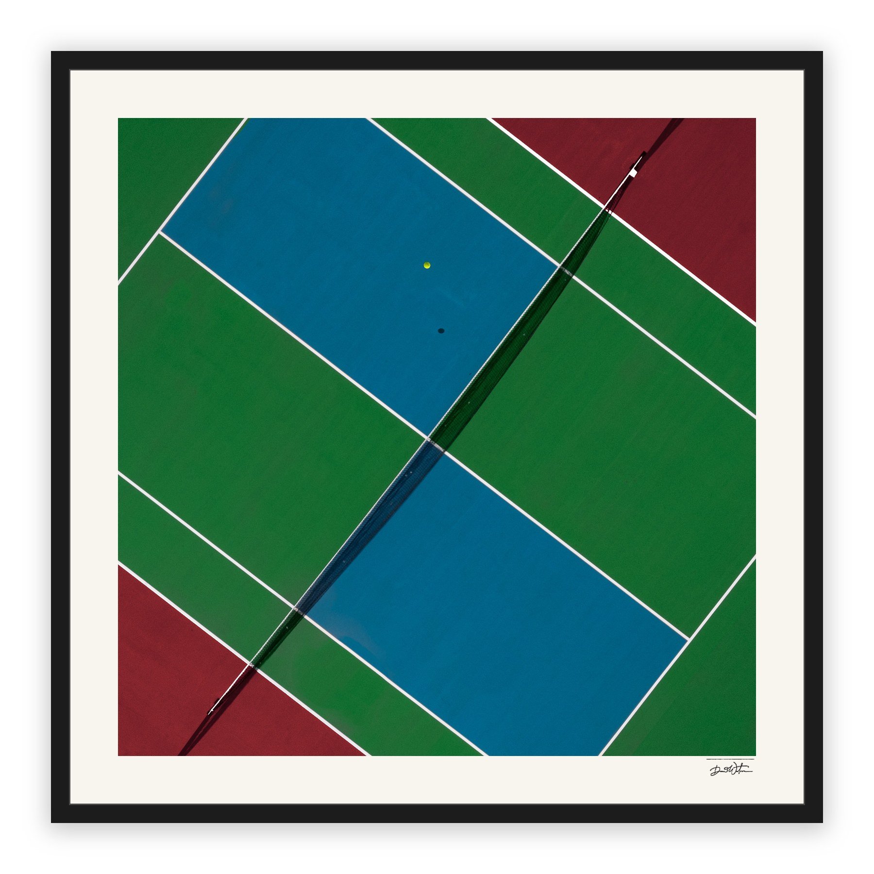 All Court Up - Tennis #2 – limited edition fine art photographic print by Dani Watson in a black frame