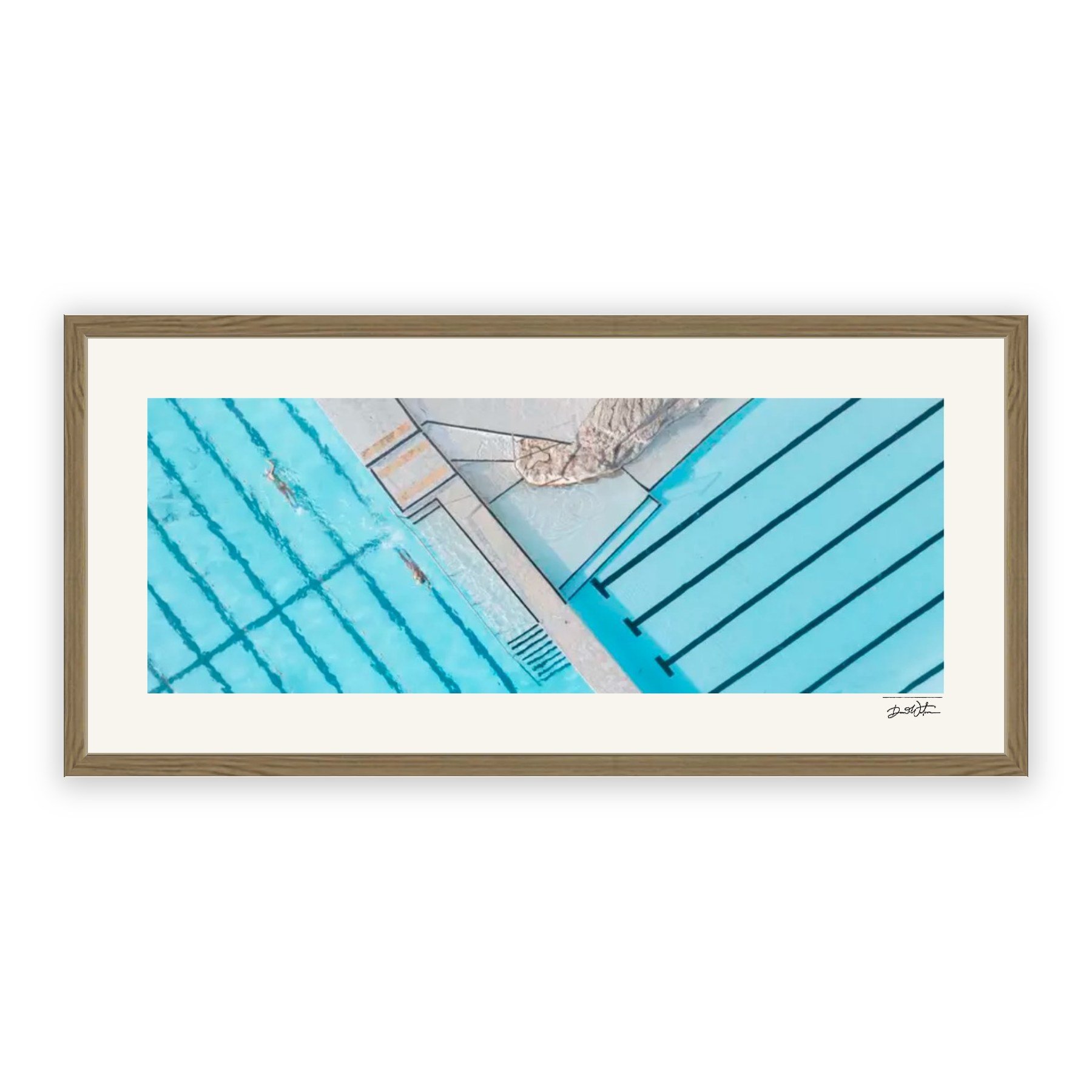 Morning Routine, Bondi – limited edition fine art photographic print by Dani Watson in a raw oak frame