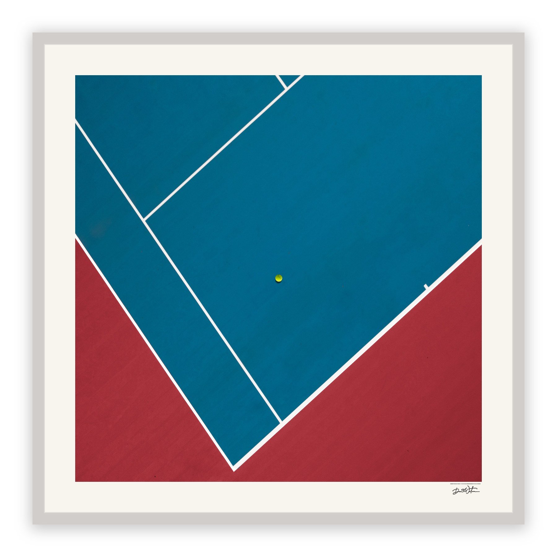 All Court Up - Tennis #4 – limited edition fine art photographic print by Dani Watson in a white frame