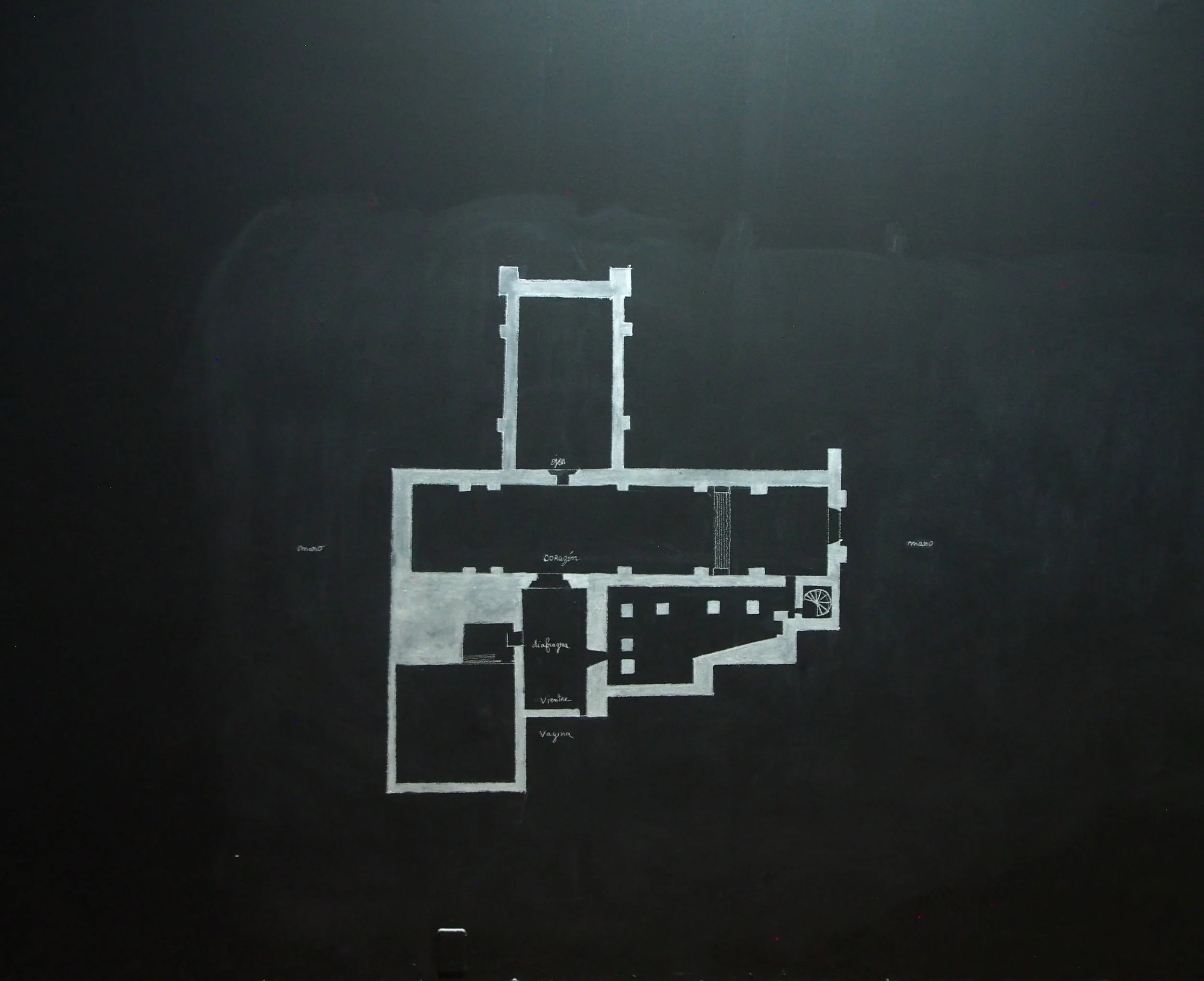 Mapa corporal afectivo del Museo Laboratorio Arte Alameda. Hecho por Eve Bonneau. CDMX 2017.