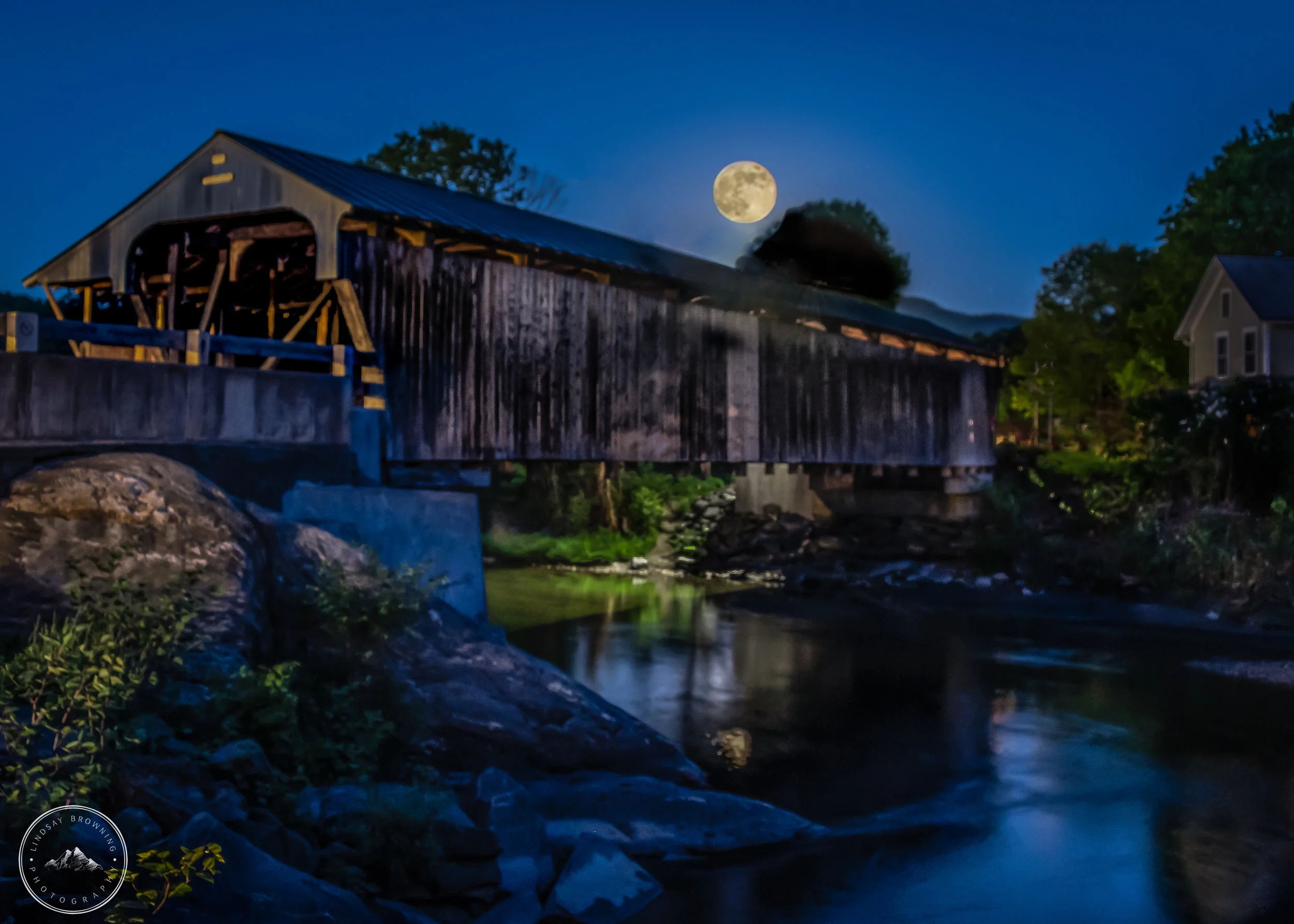 Full Moon over Waitsfield Covered Bridge