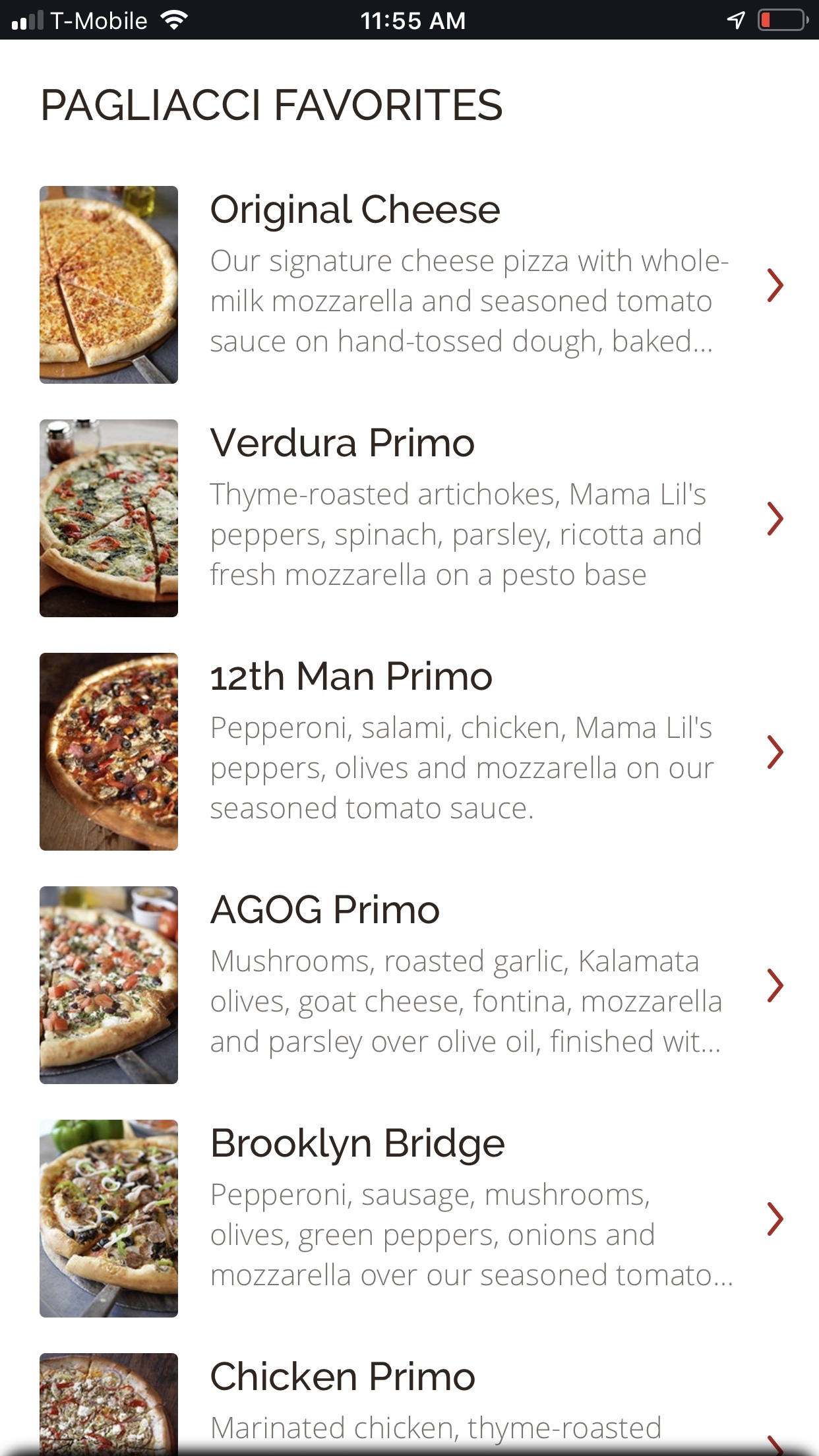 Pagliacci menu discount