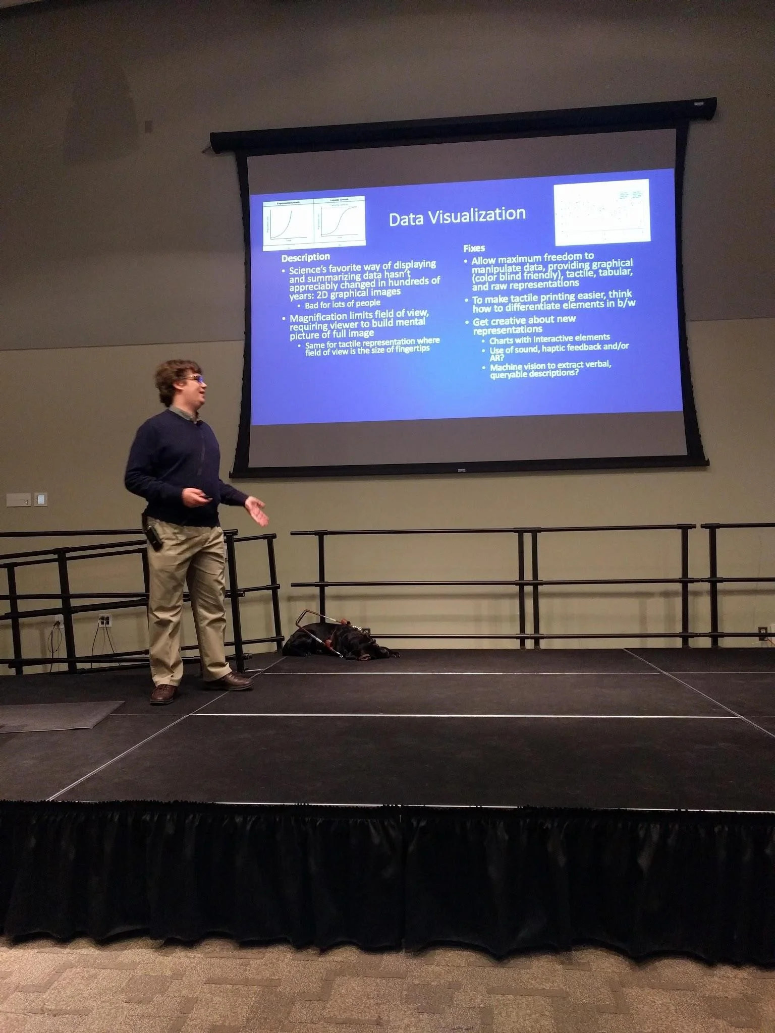 Dr. Drew Hasley helps us understand how data visualization and programming can be made more accessible at the EDSIN NSF INCLUDES Conference in Boulder, CO on Wednesday, April 3, 2019. To combine Universal Design for Learning and Inclusive Pedagogy, he suggests we talk about Inclusive Design of our curricular and professional spaces.