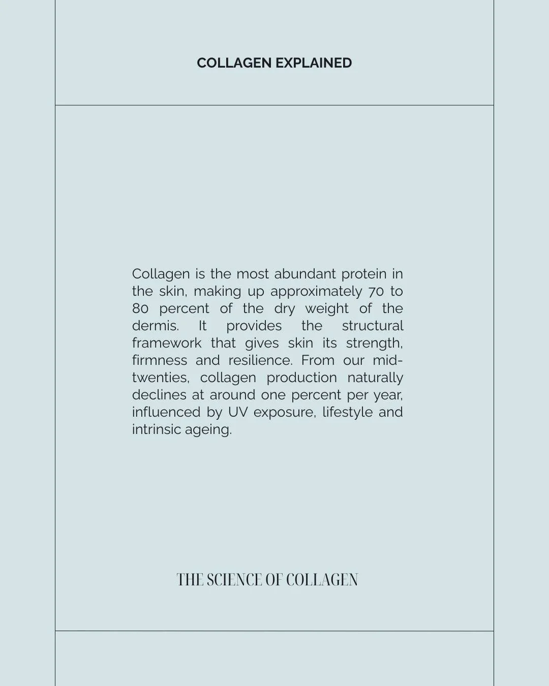 Collagen is something our team talks about in almost every skin consultation, and for good reason.
ㅤ
It is the most abundant structural protein in the skin, making up approximately 70 to 80 percent of the dry weight of the dermis. The collagen networ
