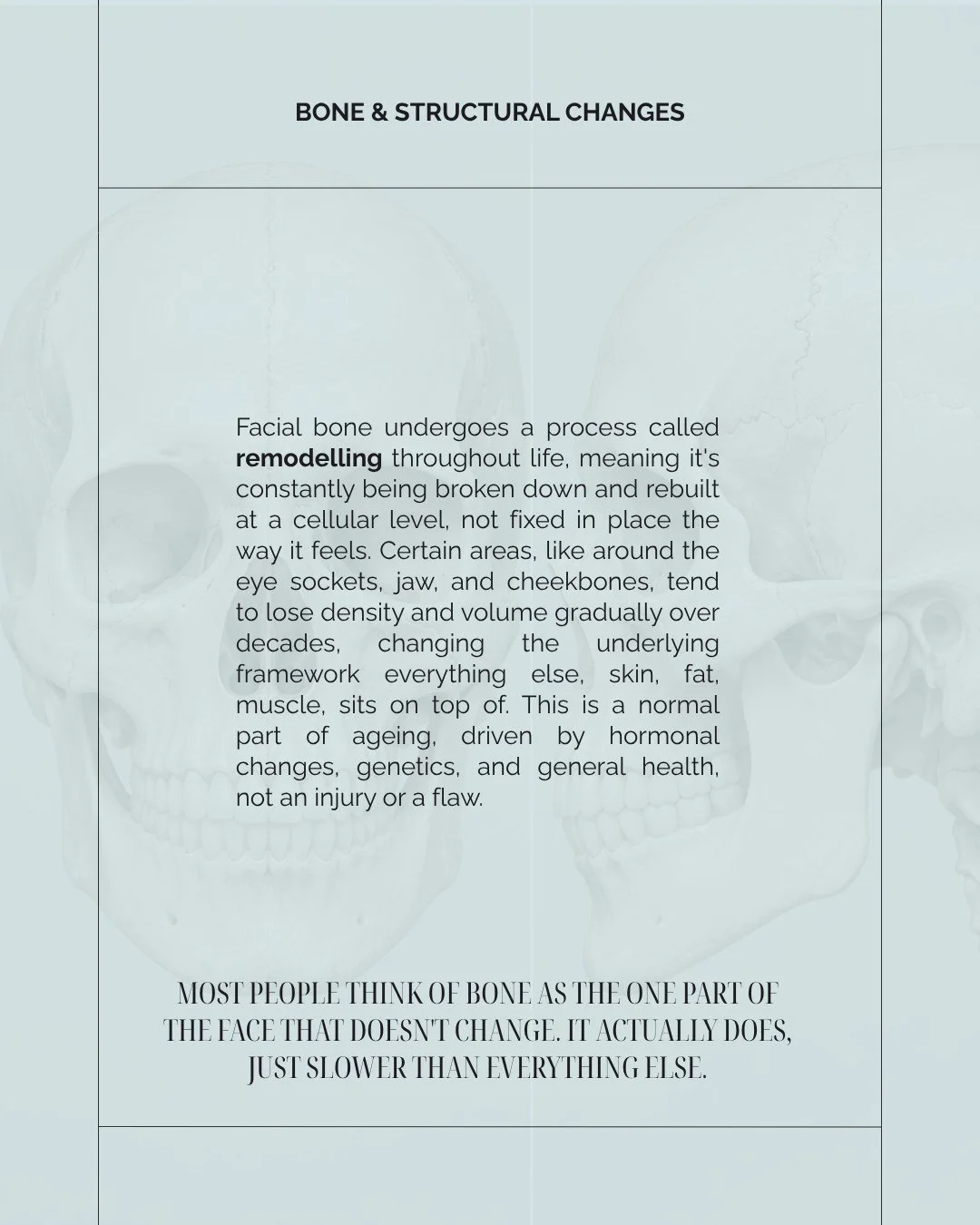 Your bone structure is quietly changing your whole life, here's what's actually happening underneath your skin.
Book a consultation via the link in bio.
ㅤ
Dr Sally Staves, GP and Cosmetic Medicine Practitioner, MBChB, RACGP, AHPRA MED0001758503
ㅤ
Jes