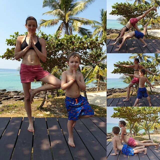 Family yoga time- my little boy wanted to teach me some moves! #fitness #mumandson #conditioning #flexibilitytraining