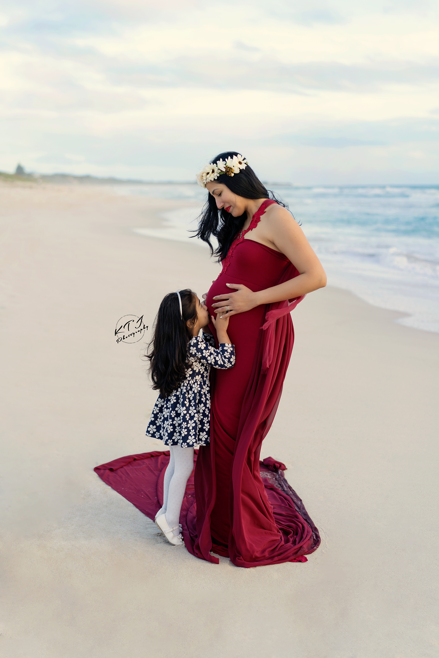 Mummy and Daughter Maternity Beach Photo