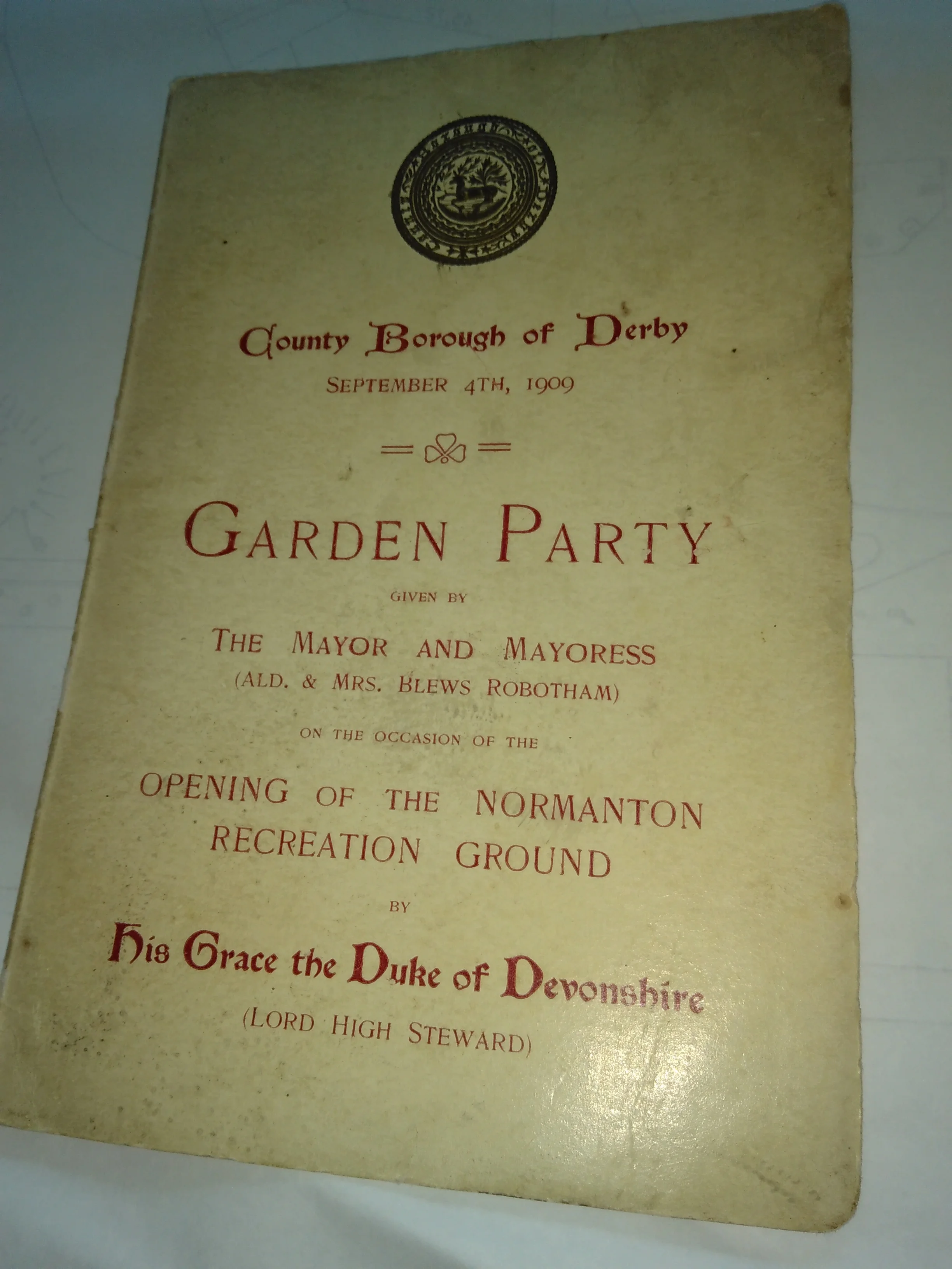 The front cover of the programme from opening day.