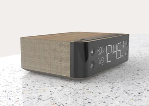 Modern Hotel Alarm Clock with Dual USB Outlets and Qi Wireless Charging ...