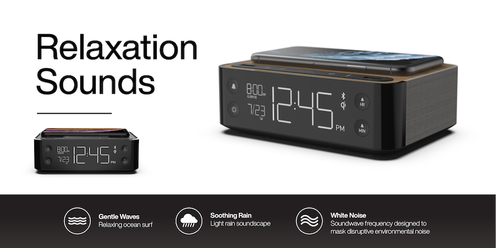 Modern Hotel Alarm Clock with 2x USB (Now with USBC) Qi Wireless