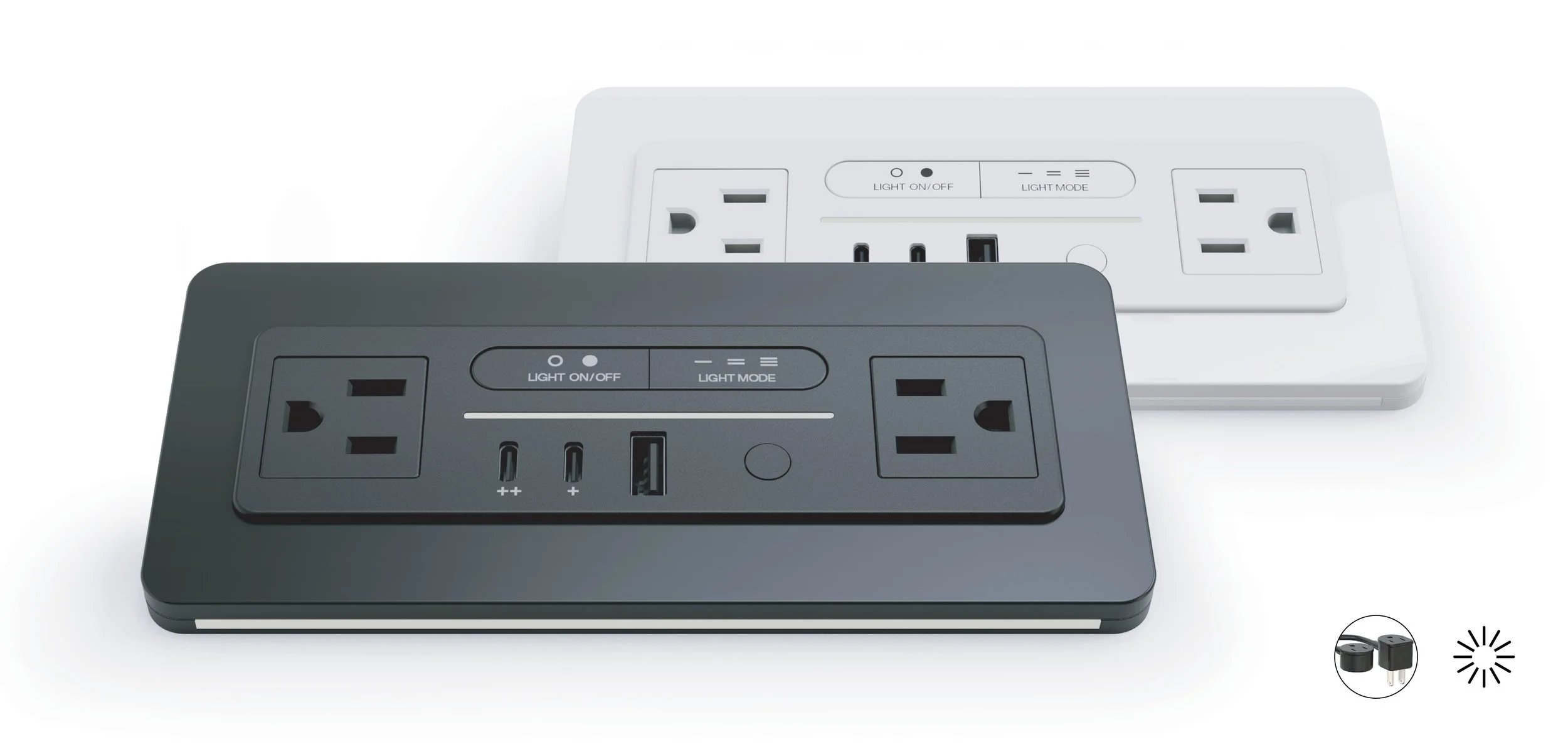 Nonstop Terminal 1B built-in power outlet with GlowWell architectural lighting for hotel guestrooms