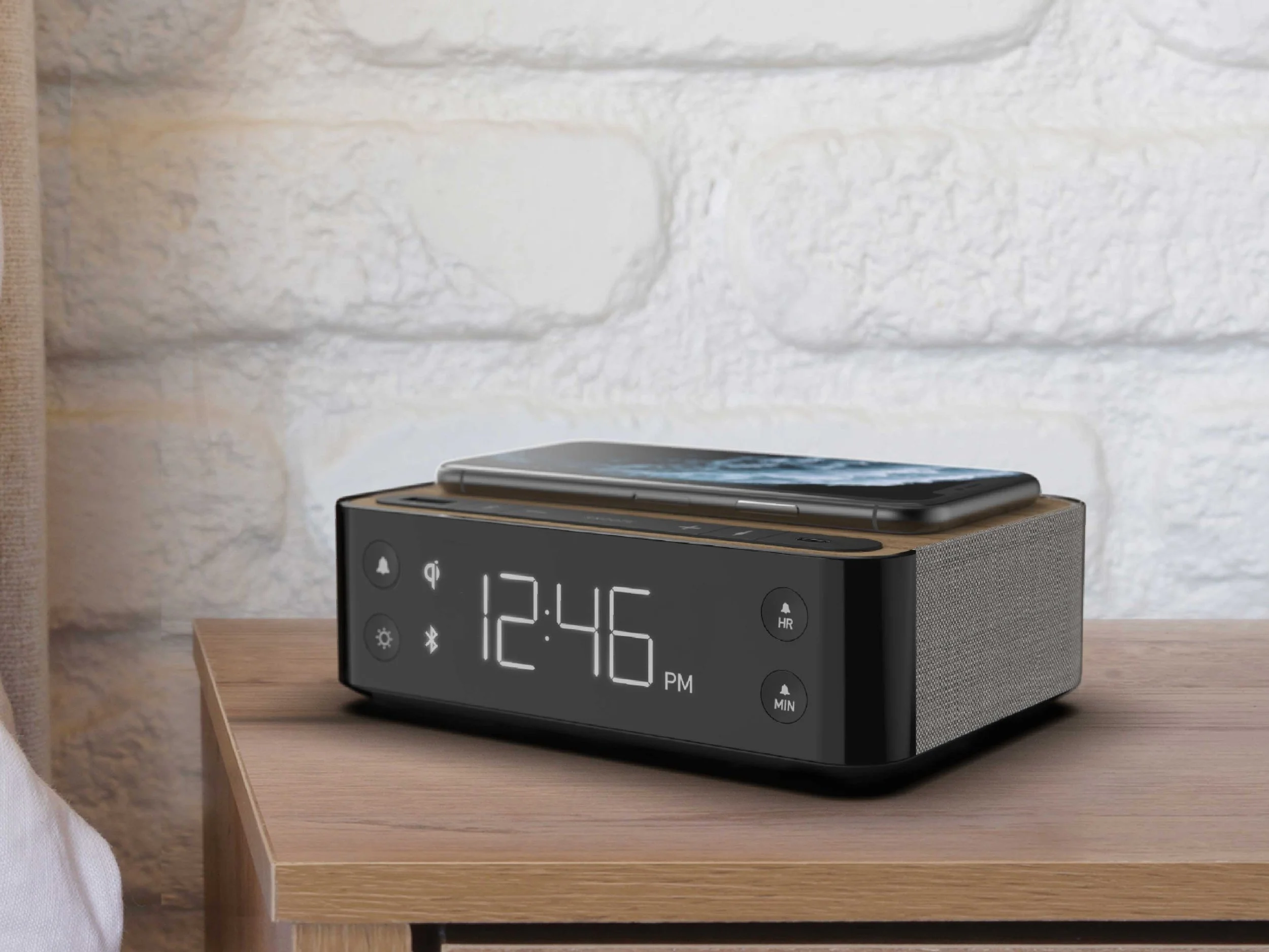 Nonstop wellness alarm clock with sound therapy and wireless USB charging