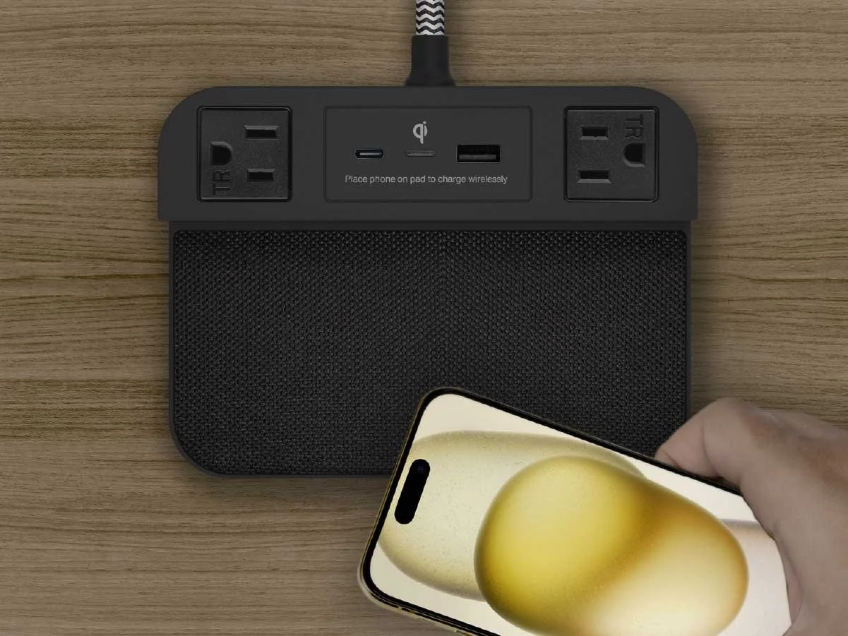 Station P hotel charging station with USB-C, USB-A and Qi wireless charging