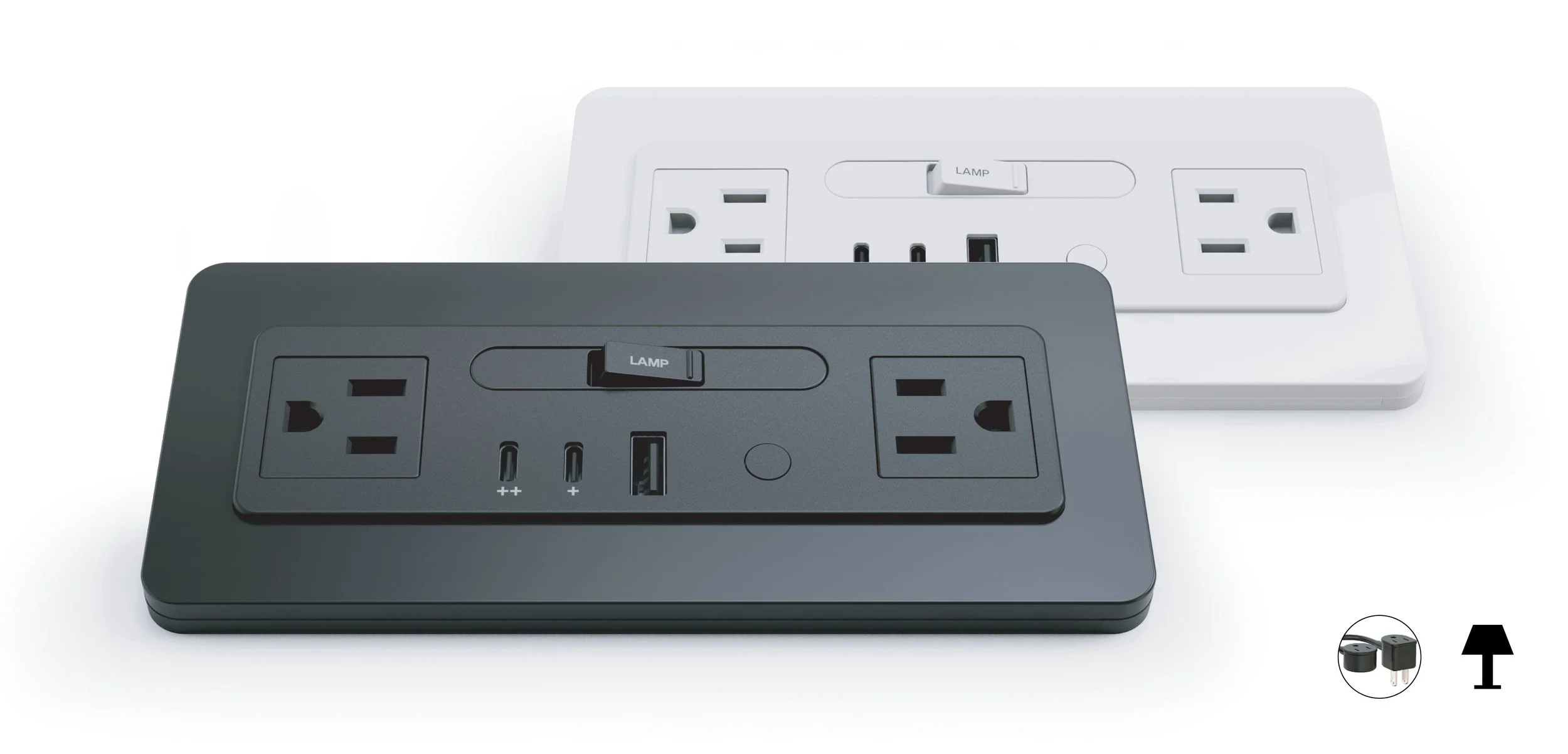 Nonstop Terminal 1D hotel guestroom power outlet with integrated lamp control switch