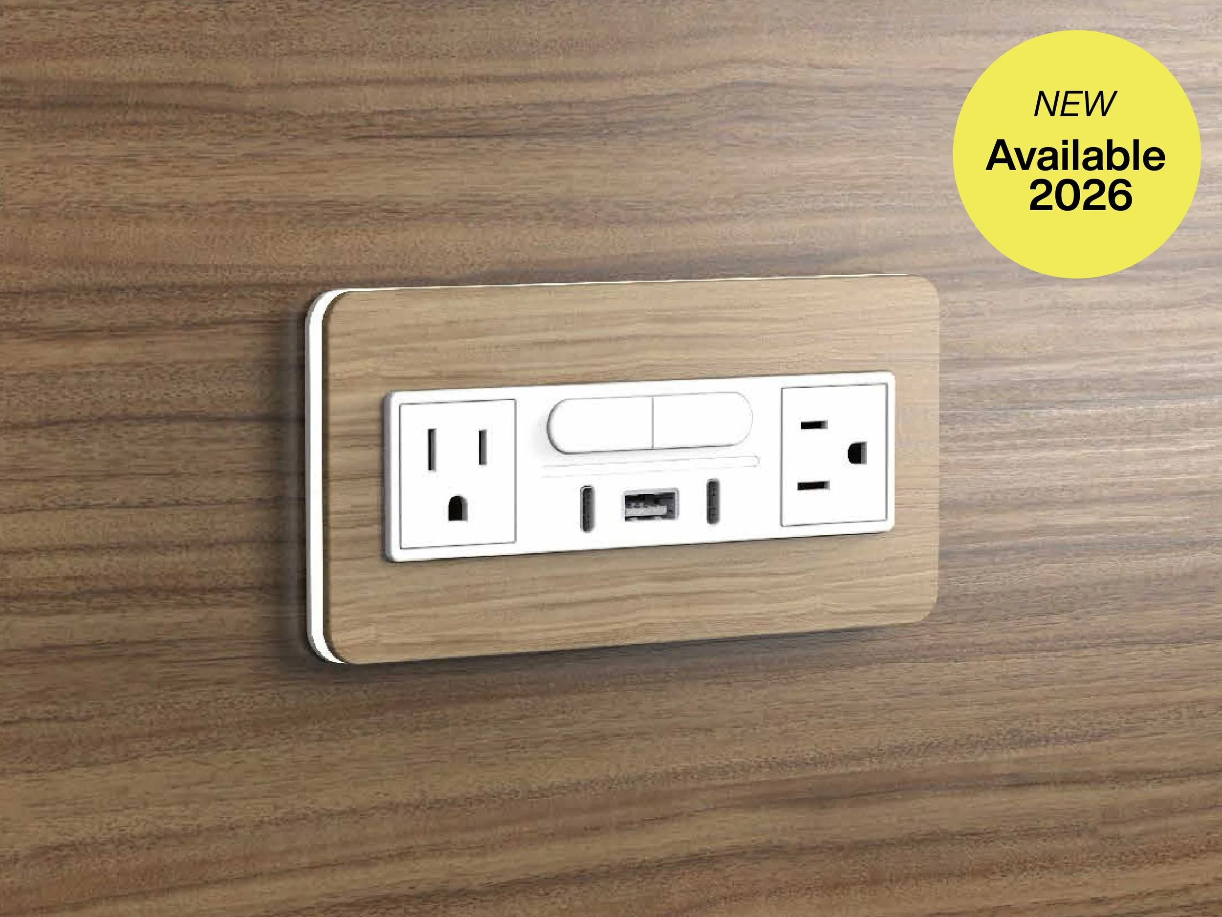 Nonstop built-in wall charging panel with USB, AC outlets and night light